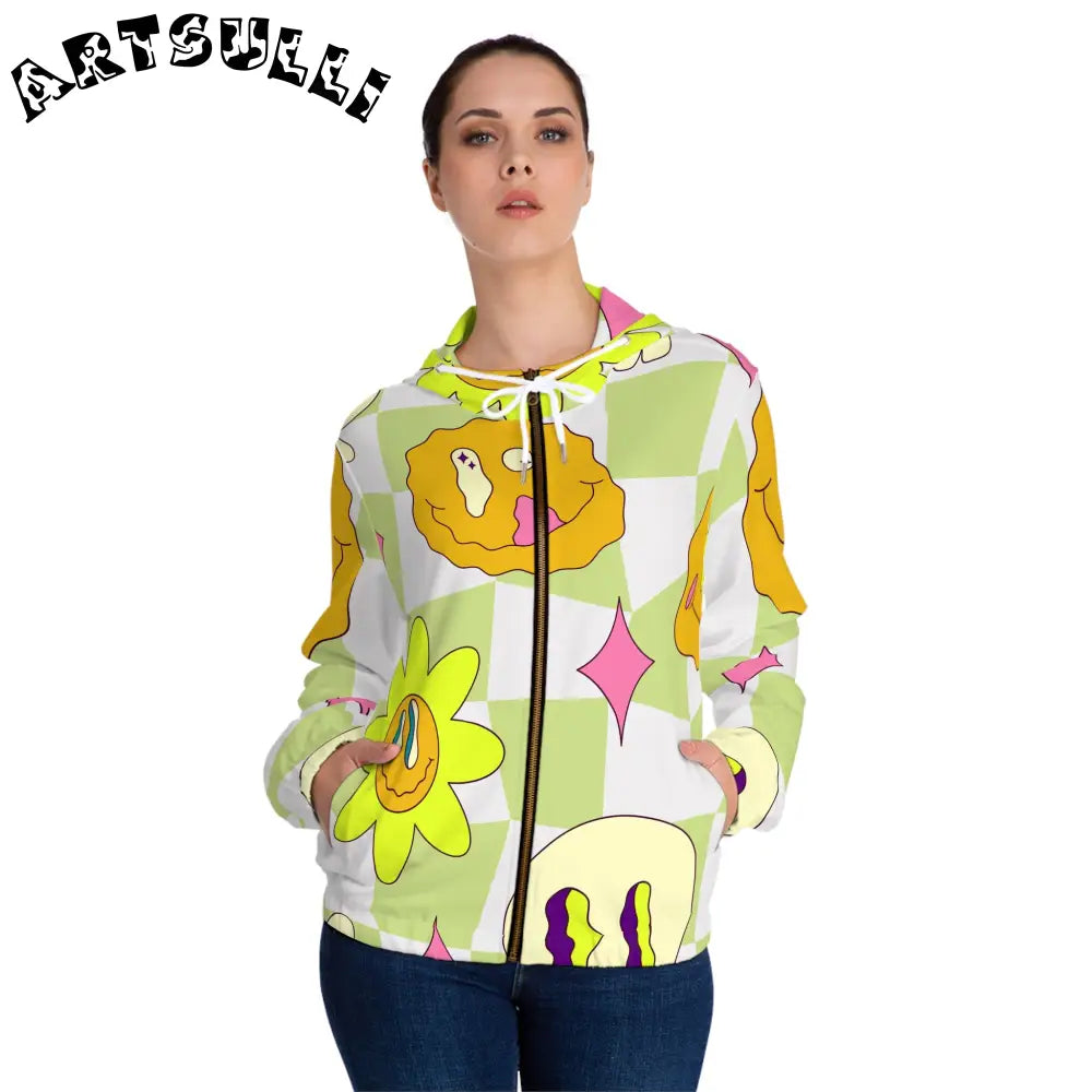 JAKKOUTTHEBXX Sunflower x Checkerboard Trippy Women’s Full-Zip