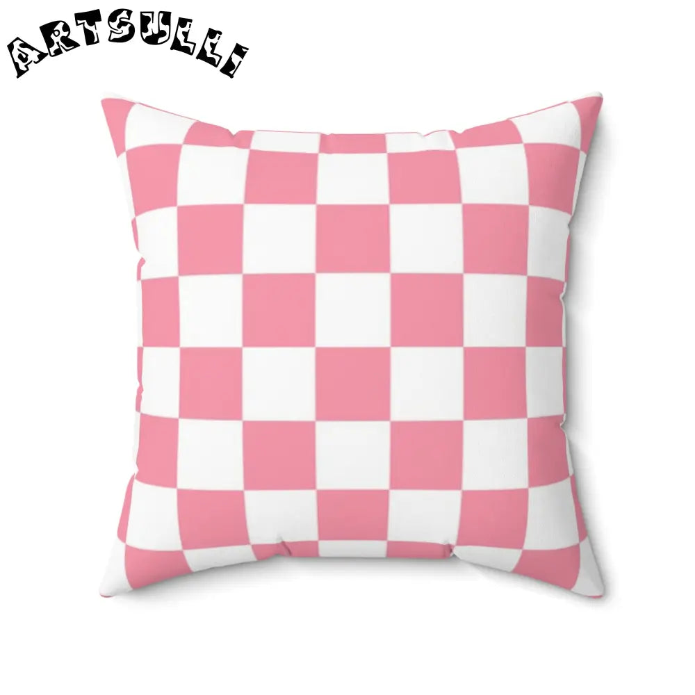 JAKKOUTTHEBXX Pink Checkerboard Throw Pillow 2025