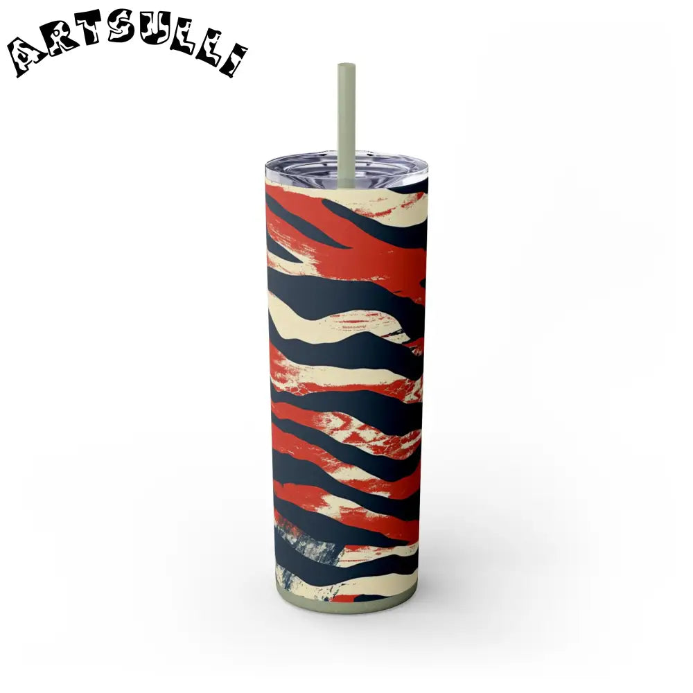 JAKKOUTTHEBXX Capricious Tiger Wave Skinny Tumbler with Straw 20oz