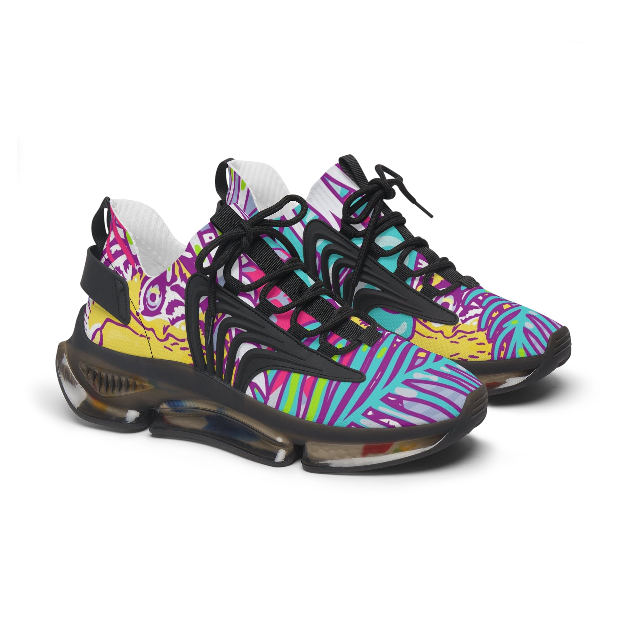 Tropical Jungle Tigers Torquise and Purple Women's Mesh Sneakers, Artsulli - Art is Long, Life is Short, Shoes, Color, Black sole, Size, US 5.5, , , 15053262339503