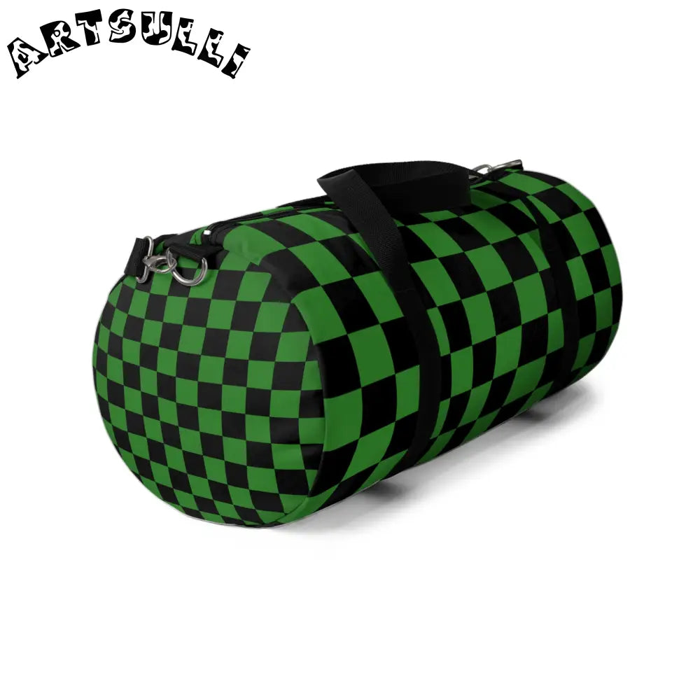 JAKKOUTTHEBXX Checkerboard Green and Black Duffel Bag JAKKOUTTHEBXX