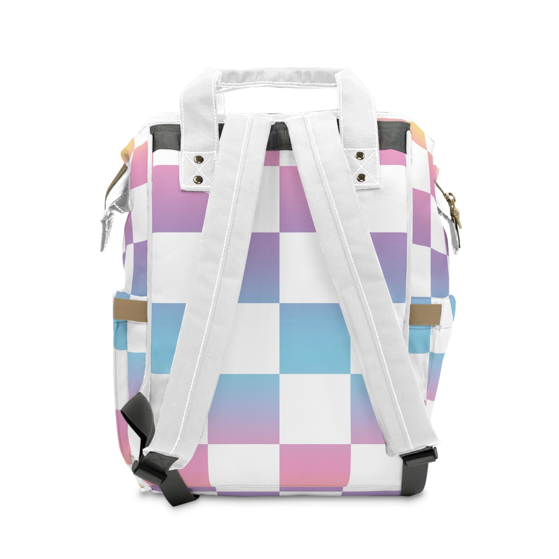 Vaporwave Check Multifunctional Diaper Backpack, Artsulli - Art is Long, Life is Short, Bags, , , , , , , 