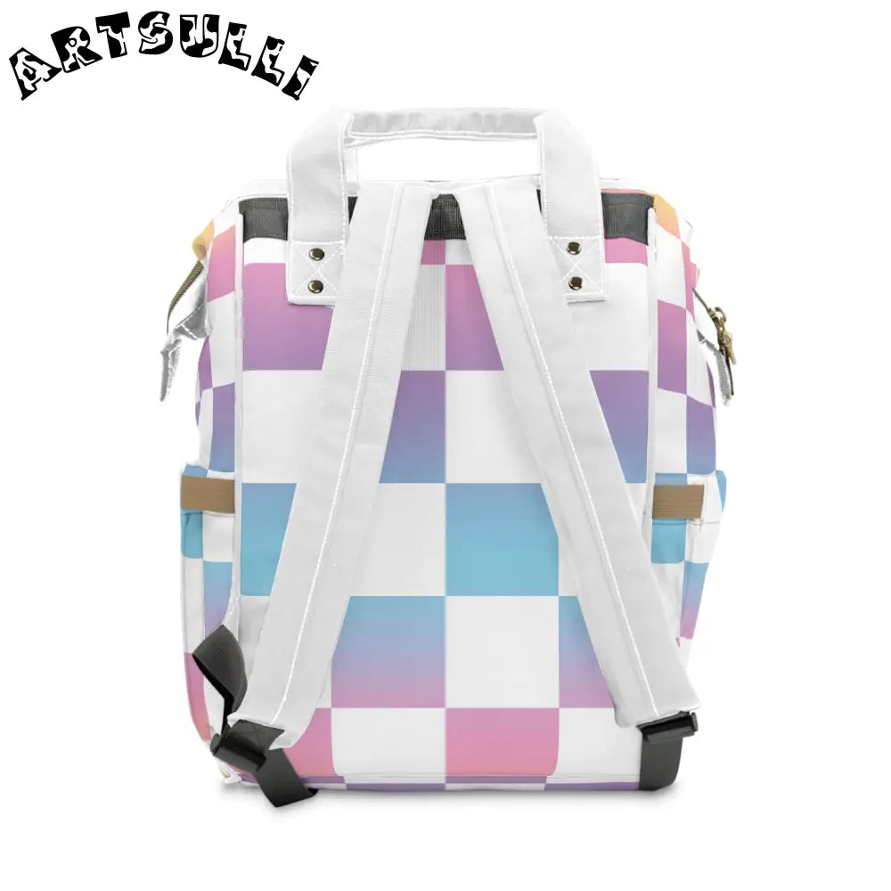 JAKKOUTTHEBXX Vaporwave Check Multifunctional Diaper Backpack