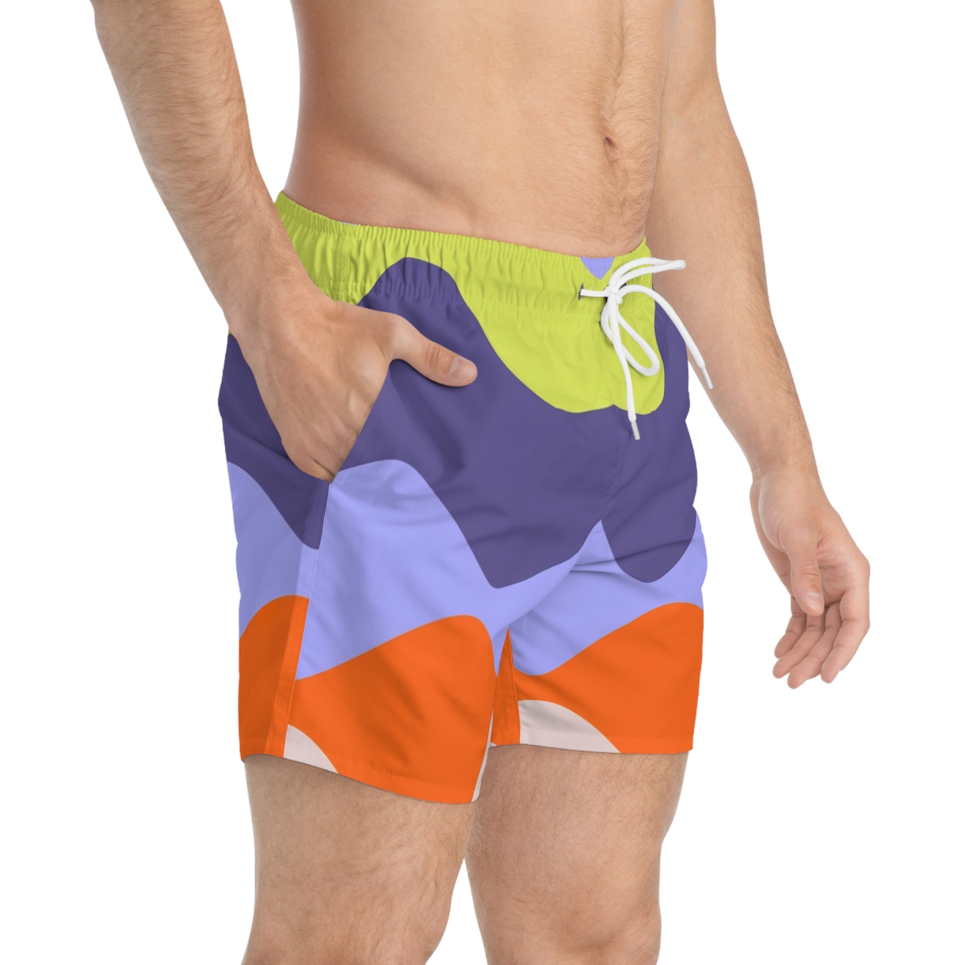 Waves Yellow and Blue Swim Trunks (AOP), Artsulli - Art is Long, Life is Short, All Over Prints, , , , , , , 