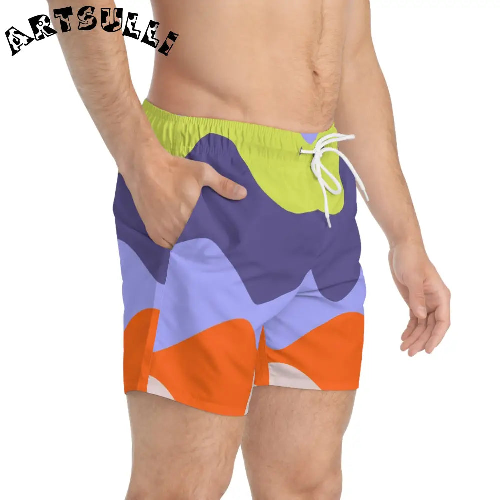 JAKKOUTTHEBXX Waves Yellow and Blue Swim Trunks (AOP) JAKKOUTTHEBXX