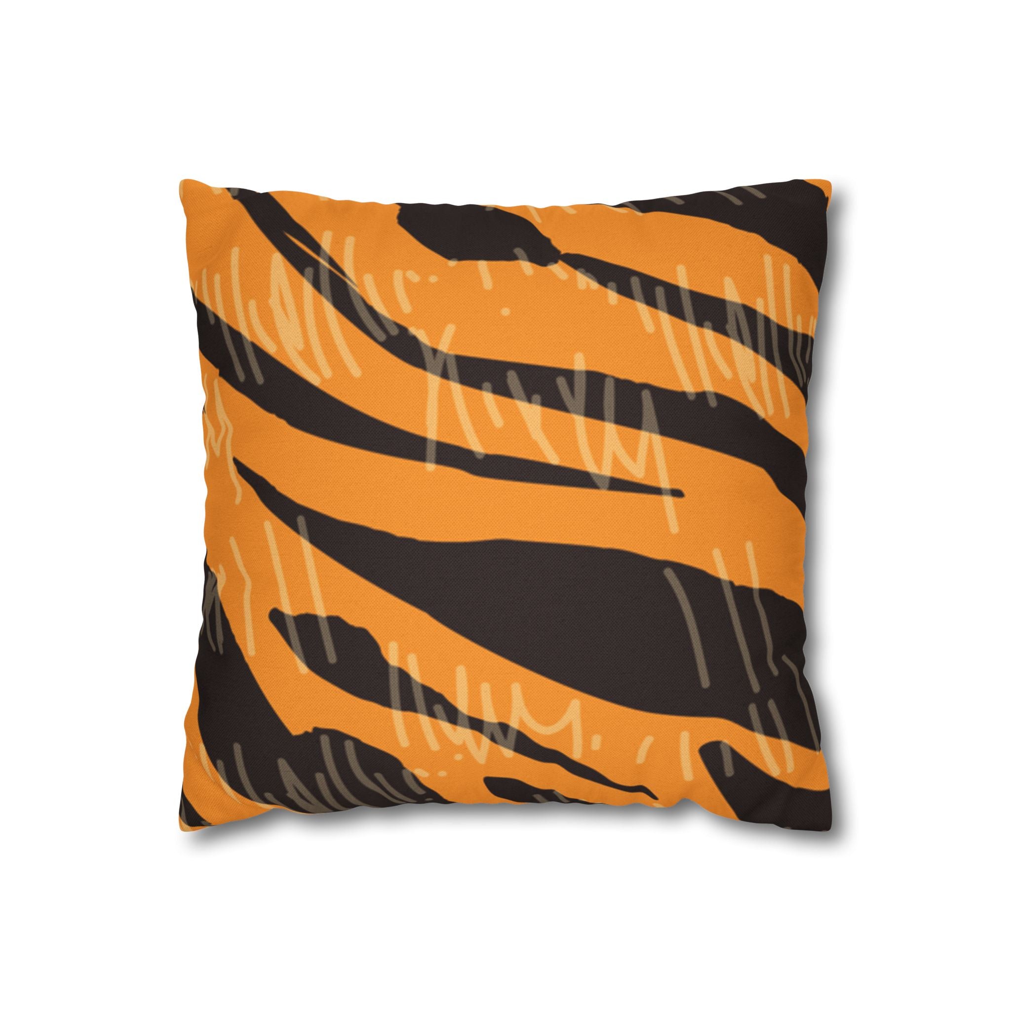 Tiger Scratches Orange & Black Spun Polyester Square Pillowcase, Artsulli - Art is Long, Life is Short, Home Decor, Size, 14" × 14", , , , , 13061396041902