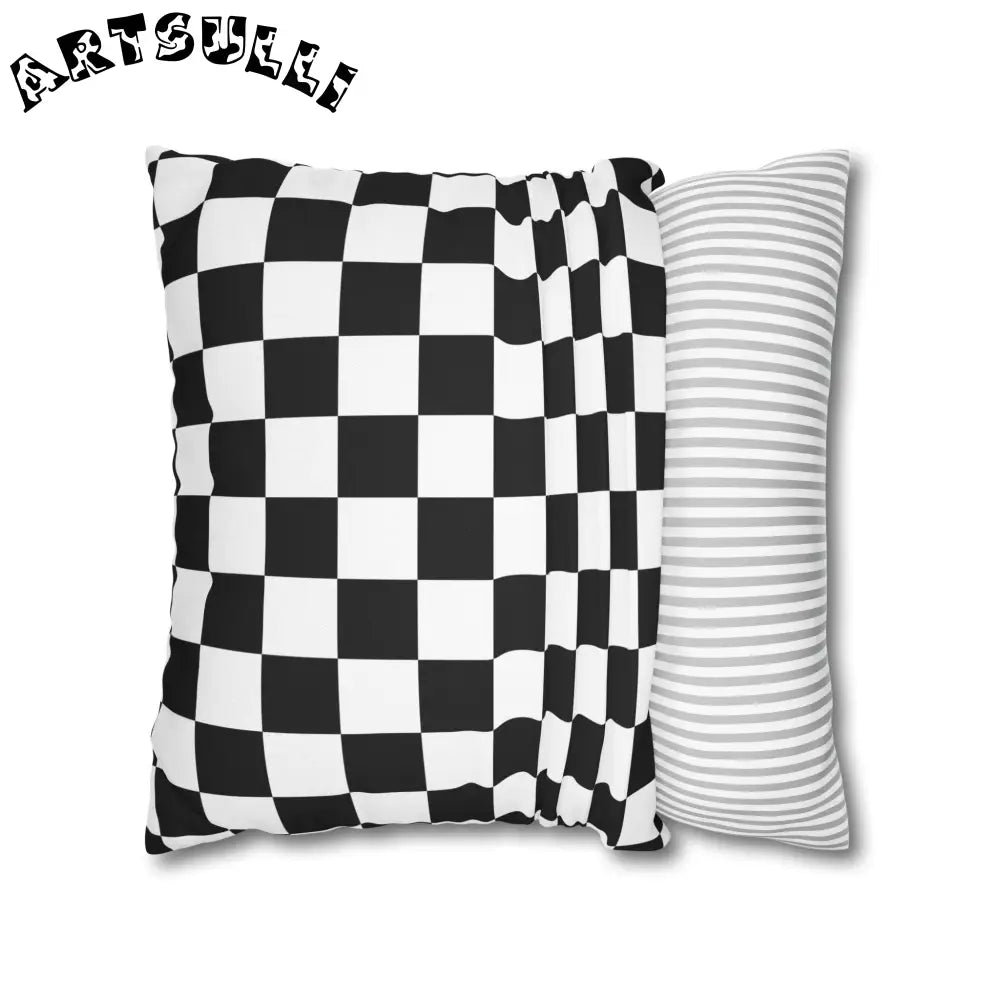 JAKKOUTTHEBXX Checkerboard Black and White Spun Polyester Square