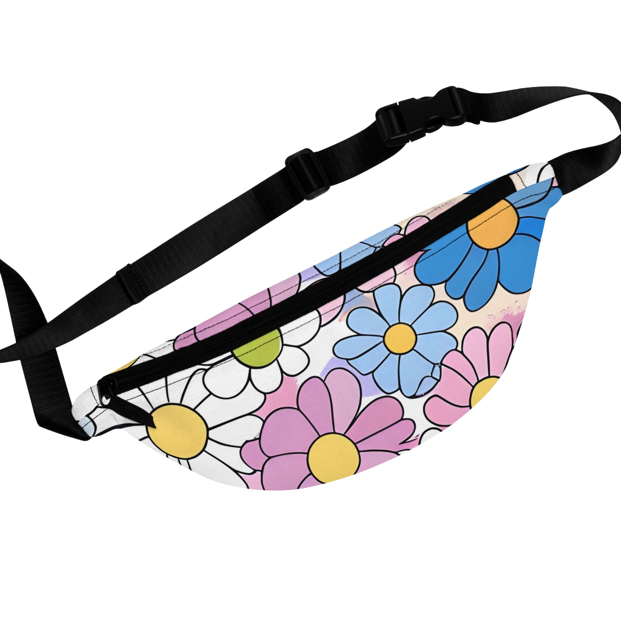 Flower Hour Purple and Blue Fanny Pack, Artsulli - Art is Long, Life is Short, Bags, Size, One size, , , , , 52252423180095