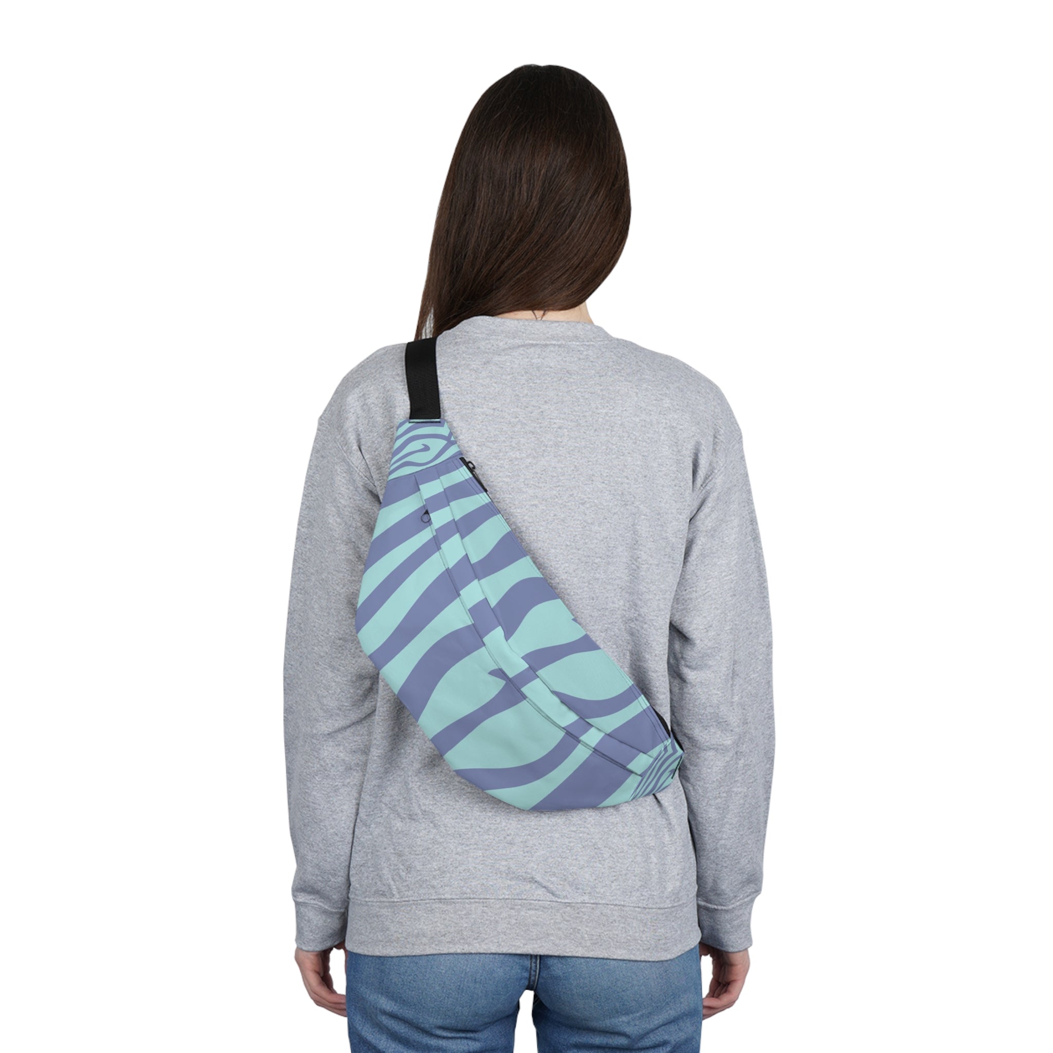 Melting Zebra Stripes Purple and Blue Large Fanny Pack, Artsulli - Art is Long, Life is Short, Bags, , , , , , , 
