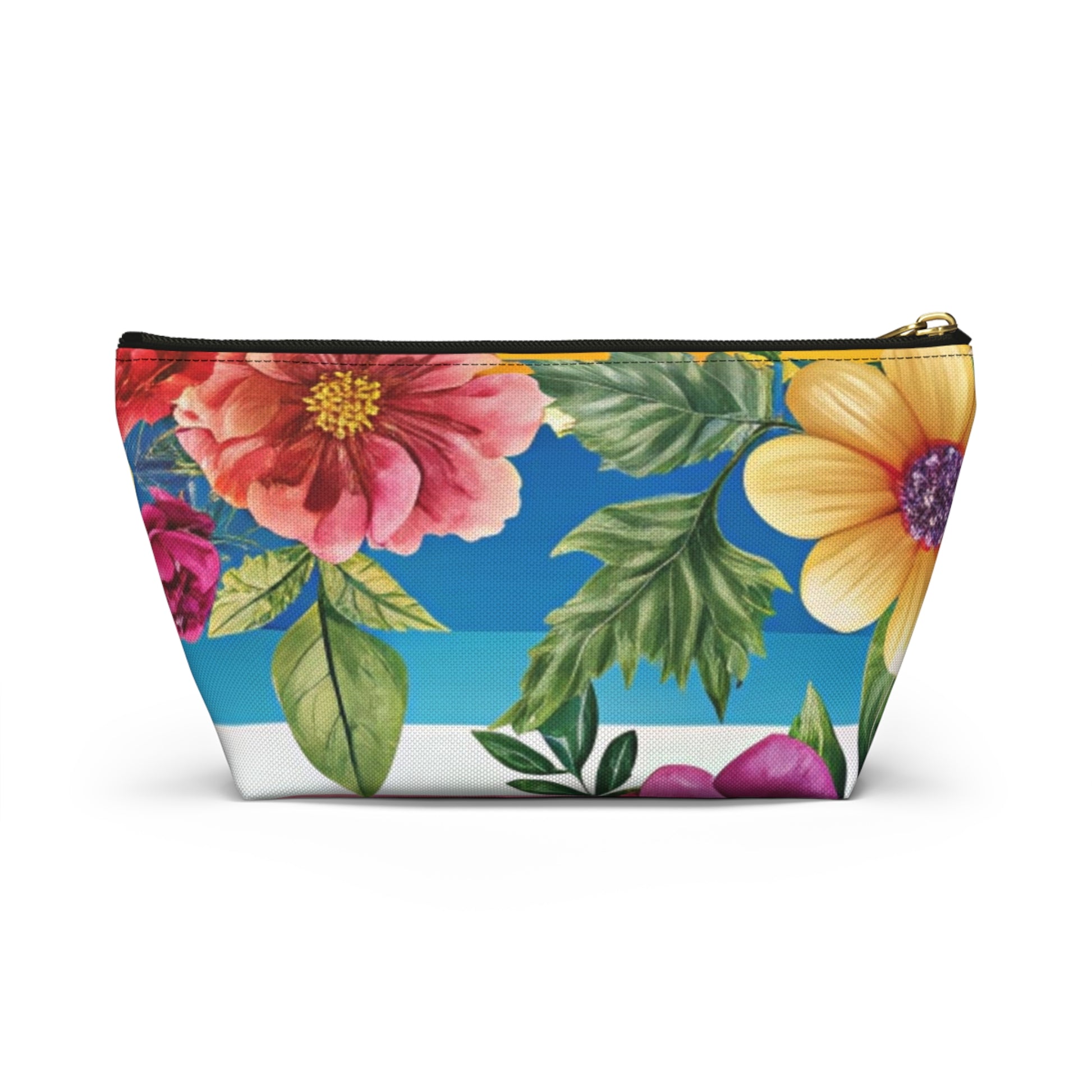 Floral Stripe 4K Accessory Pouch w T-bottom, Artsulli - Art is Long, Life is Short, Bags, , , , , , , 