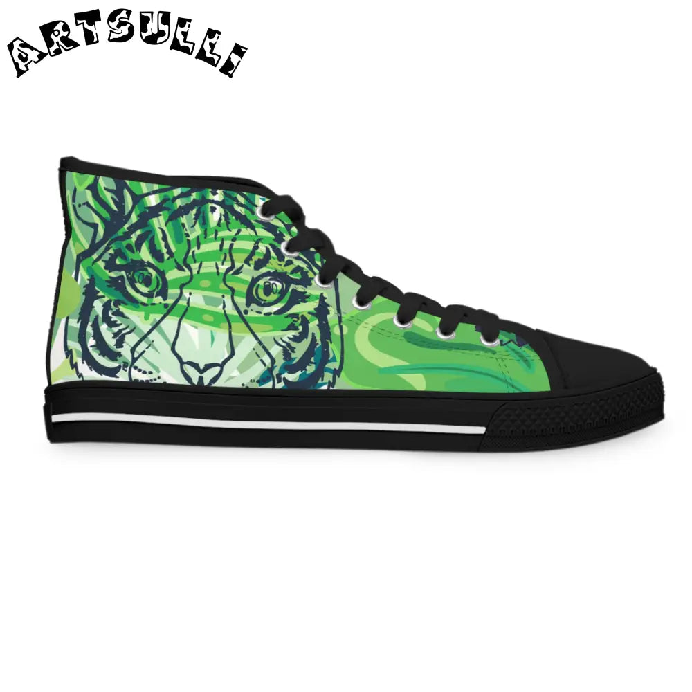 JAKKOUTTHEBXX Tropical Jungle Tigers Lime Green Women’s High Top