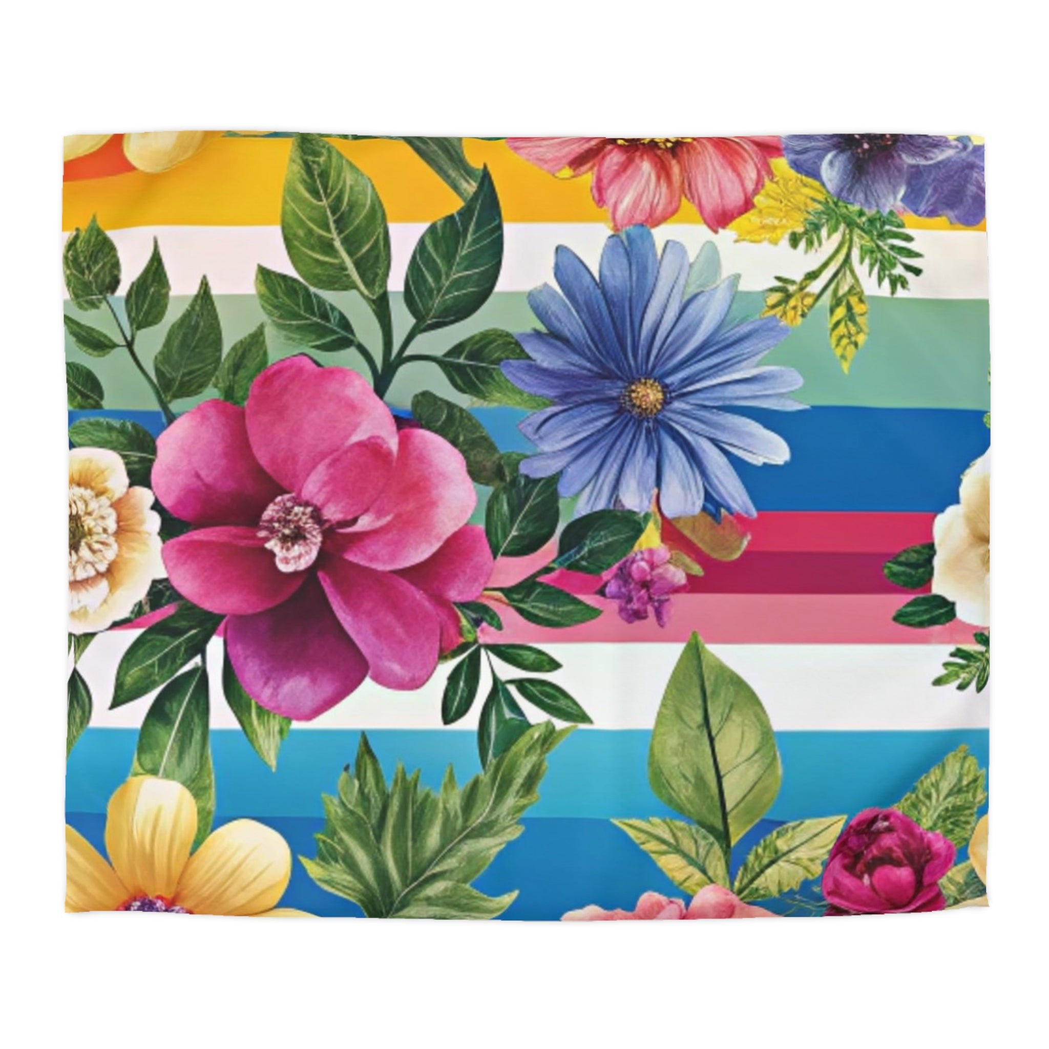 Floral Stripe 4K Microfiber Duvet Cover, Artsulli - Art is Long, Life is Short, Home Decor, Size, King, Color, White, , , 15927879035375611593