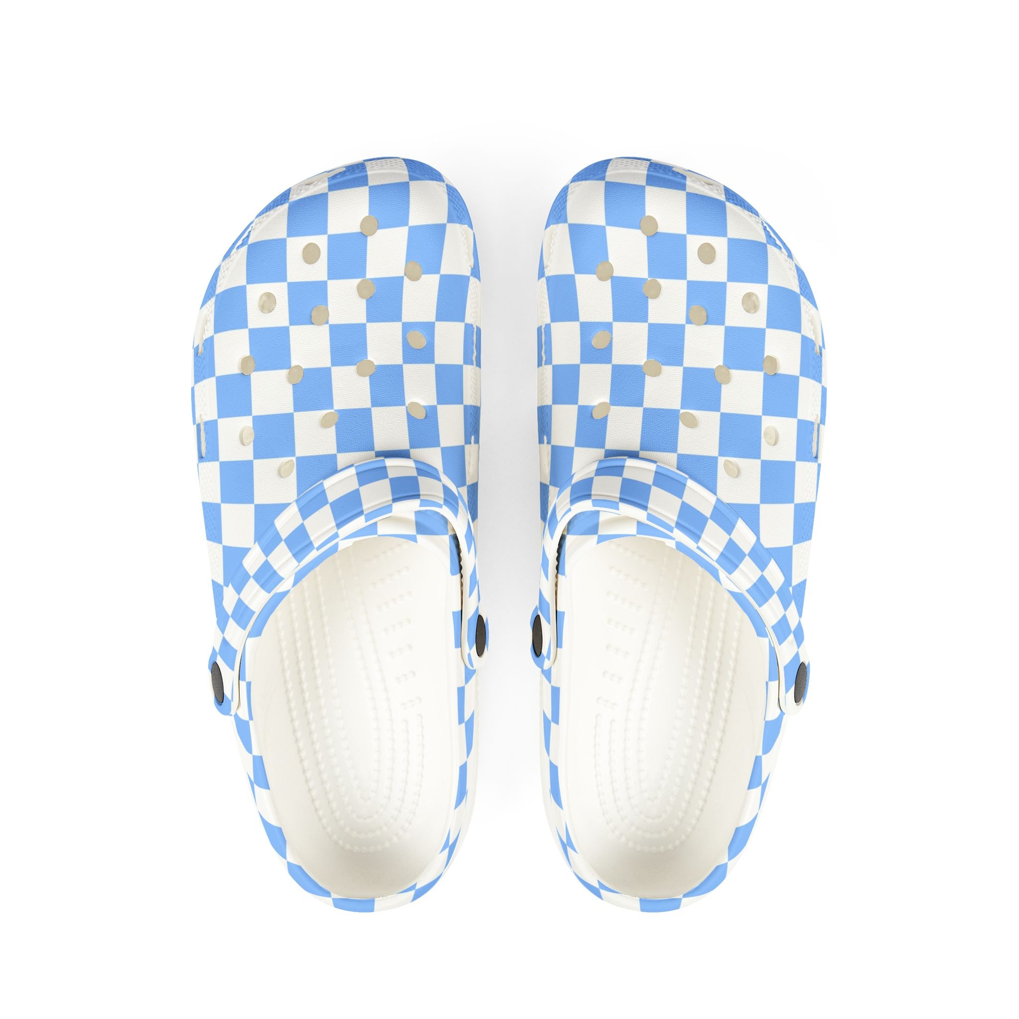 Checkerboard White and Light Blue EVA Foam Rubber Shoes (AOP), Artsulli - Art is Long, Life is Short, Shoes, Size, US 6 (Women's), Color, White, , , 78815747284838416238