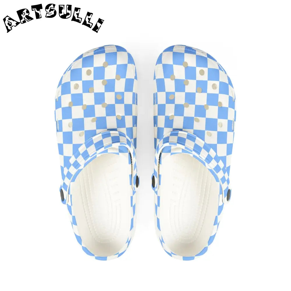 JAKKOUTTHEBXX Checkerboard White and Light Blue EVA Foam Rubber