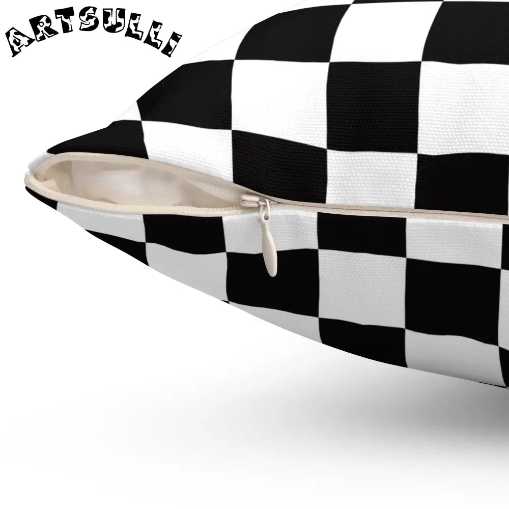JAKKOUTTHEBXX Checkerboard Black and White Spun Polyester Square