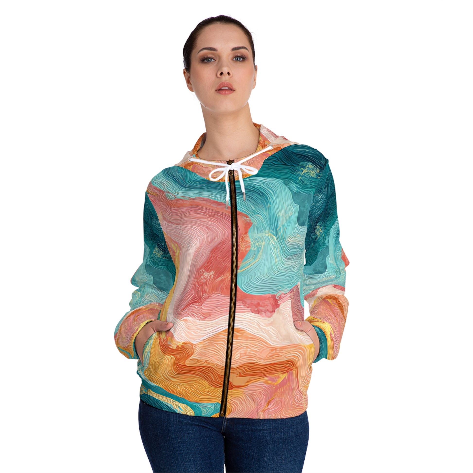 Liquid Marble Spill Women’s Full-Zip Hoodie (AOP), Artsulli - Art is Long, Life is Short, All Over Prints, , , , , , , 