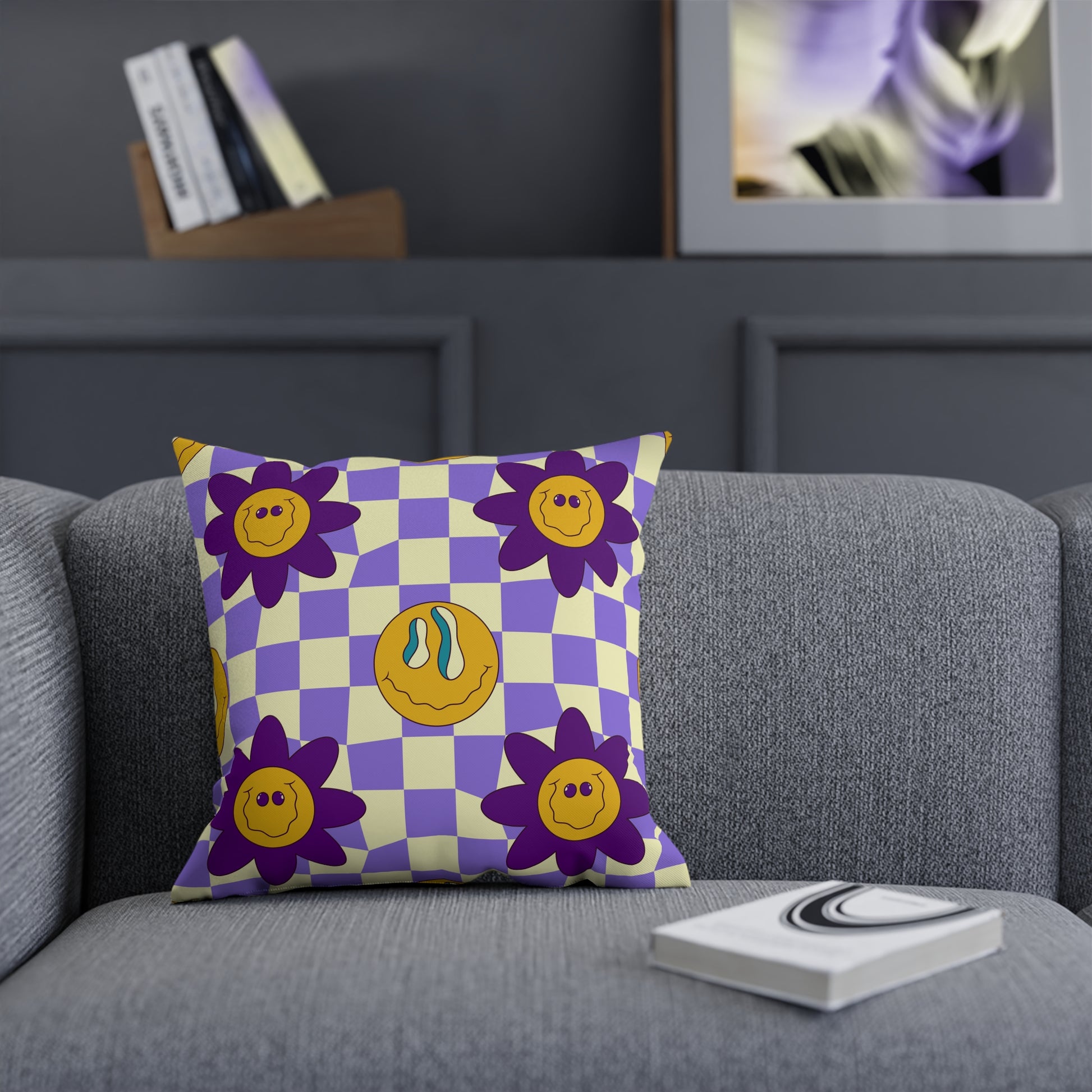 Trippy Flower Power Motifs Pink Cushion, Artsulli - Art is Long, Life is Short, Home Decor, , , , , , , 