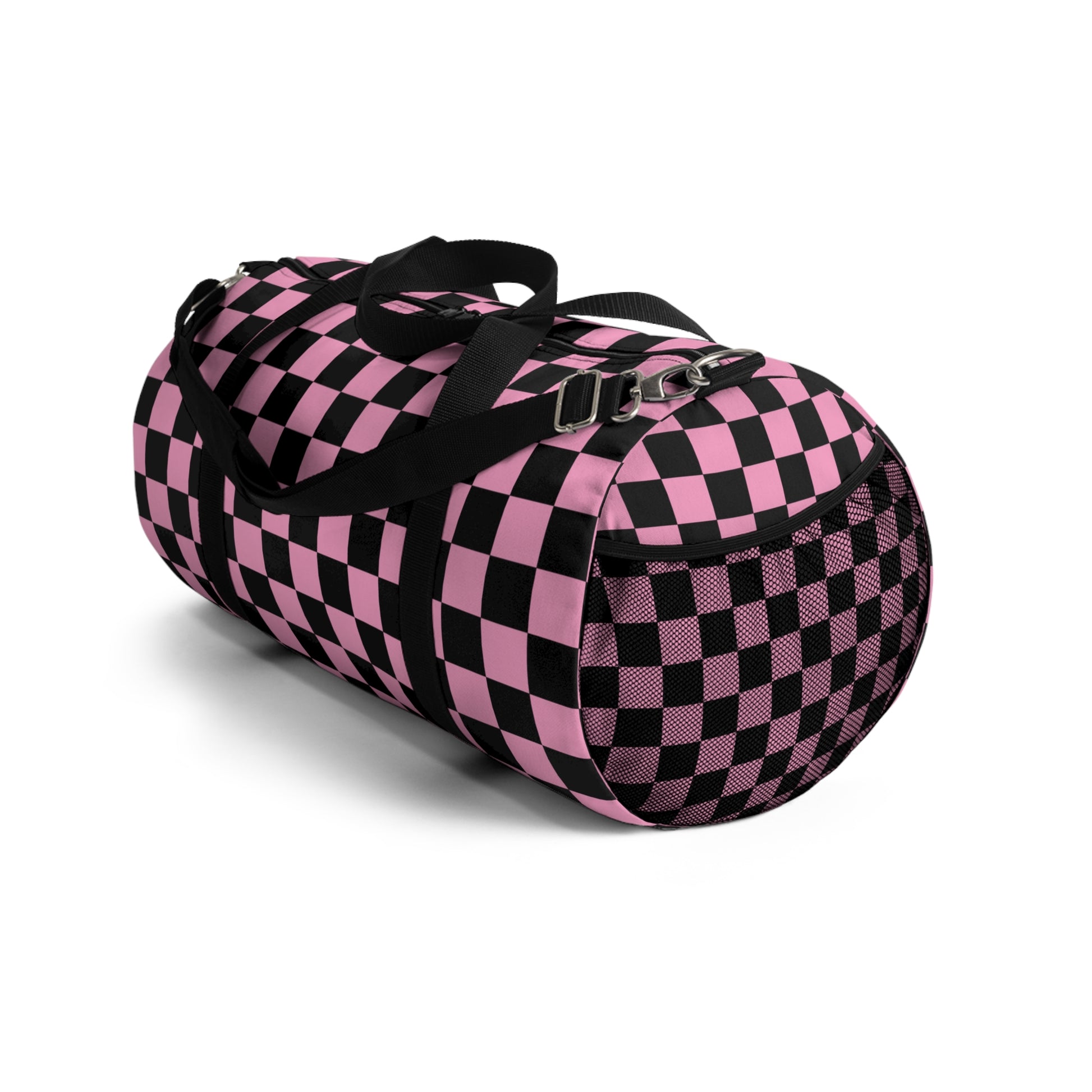 Checkerboard II Black and Pink Duffel Bag, Artsulli - Art is Long, Life is Short, Bags, , , , , , , 