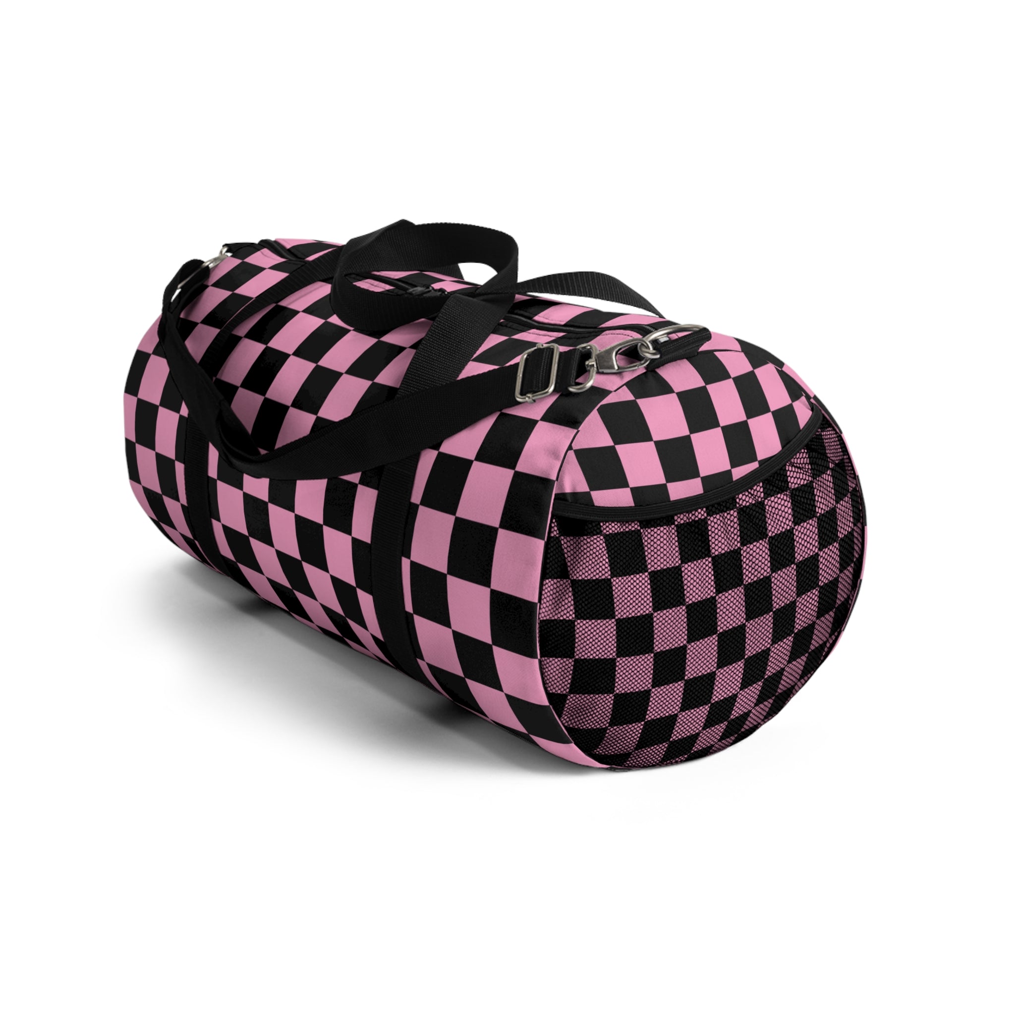 Checkerboard II Black and Pink Duffel Bag, Artsulli - Art is Long, Life is Short, Bags, , , , , , , 