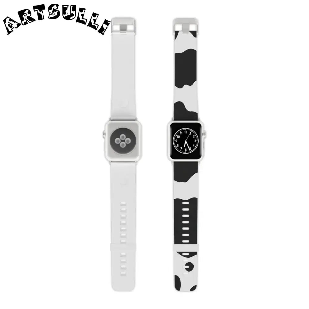 JAKKOUTTHEBXX Smartwatch Pair with White and Cow Print Apple Watch