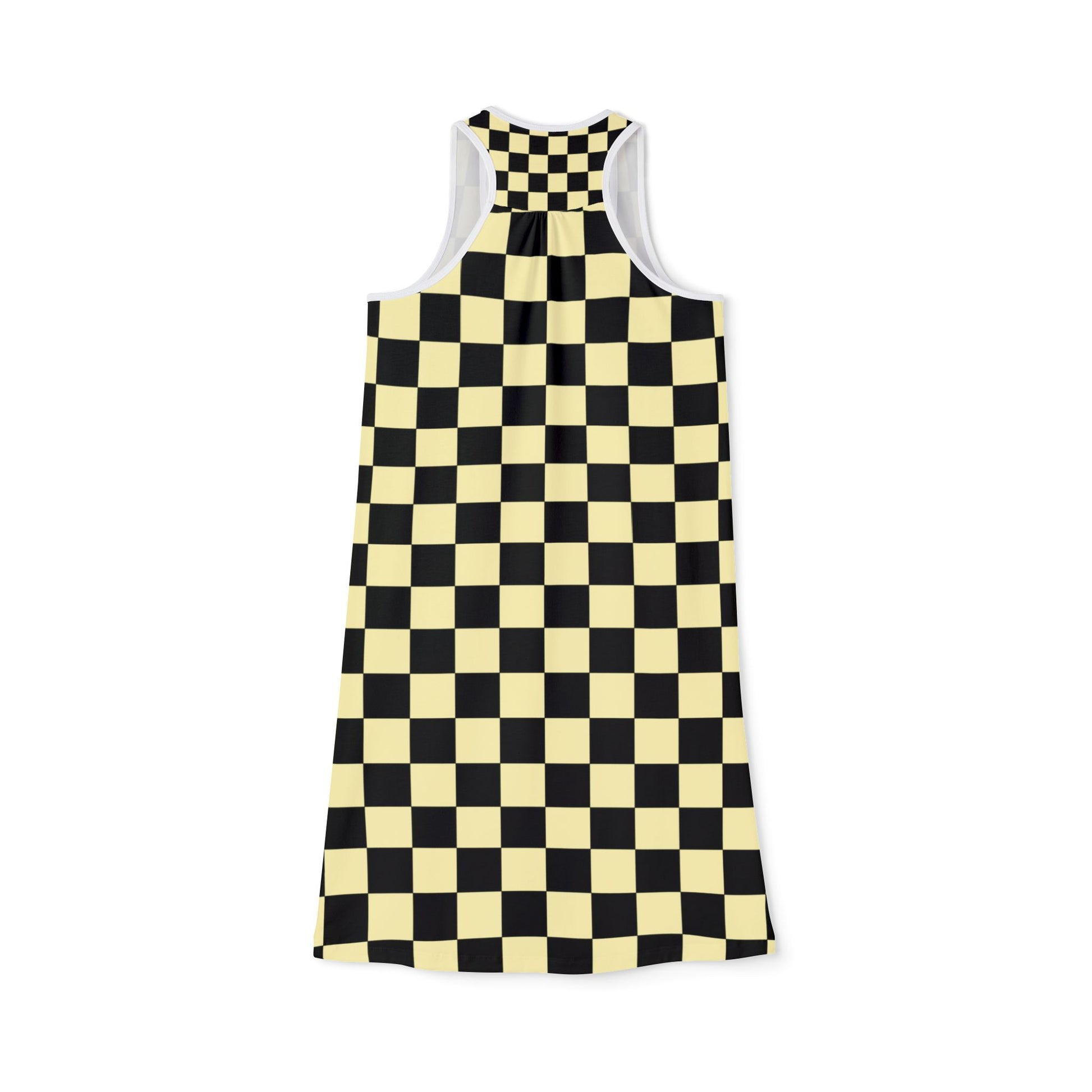 Checkerboard Black and Yellow Women's Racerback Dress (AOP), Artsulli - Art is Long, Life is Short, Tank Top, , , , , , , 