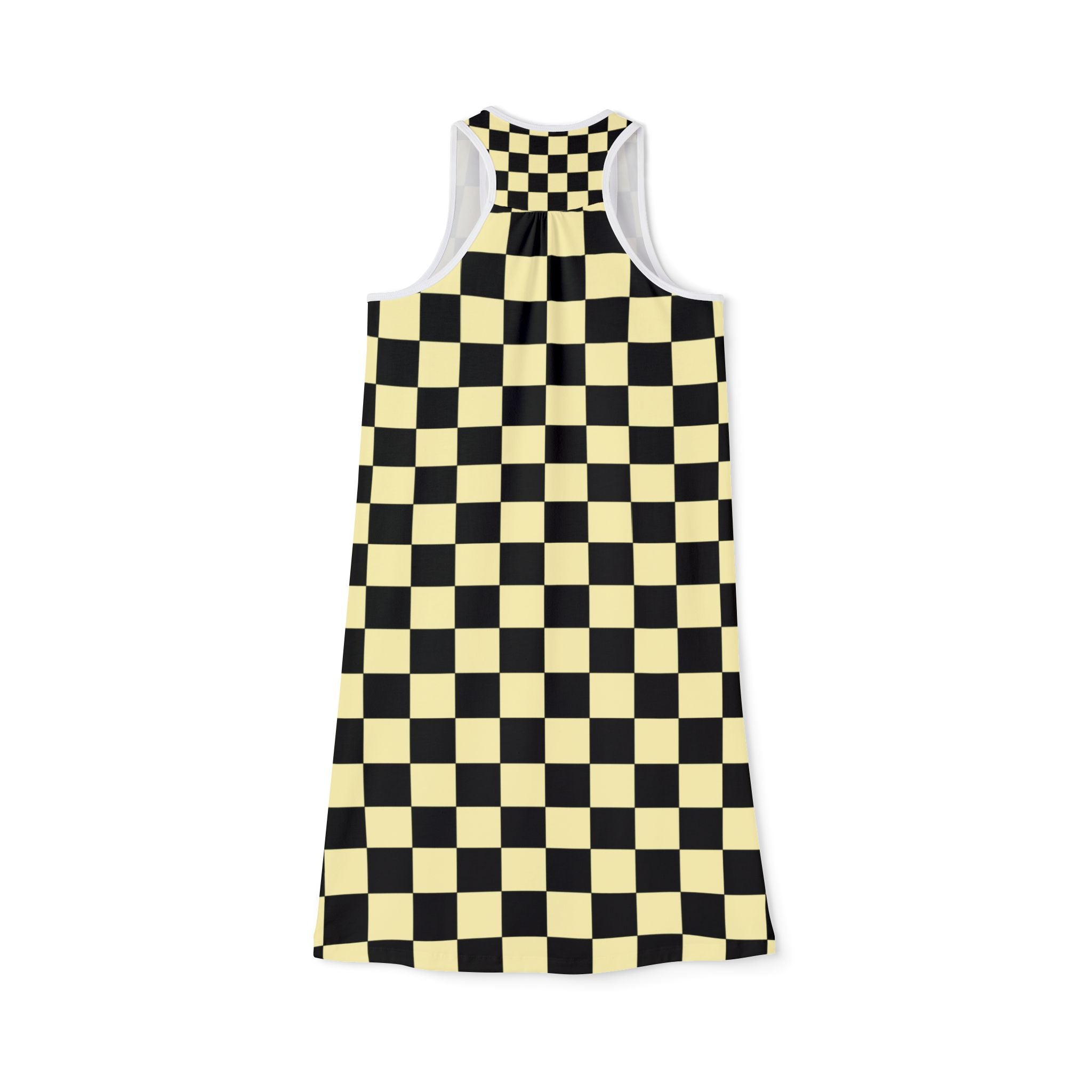 Checkerboard Black and Yellow Women's Racerback Dress (AOP), Artsulli - Art is Long, Life is Short, Tank Top, , , , , , , 