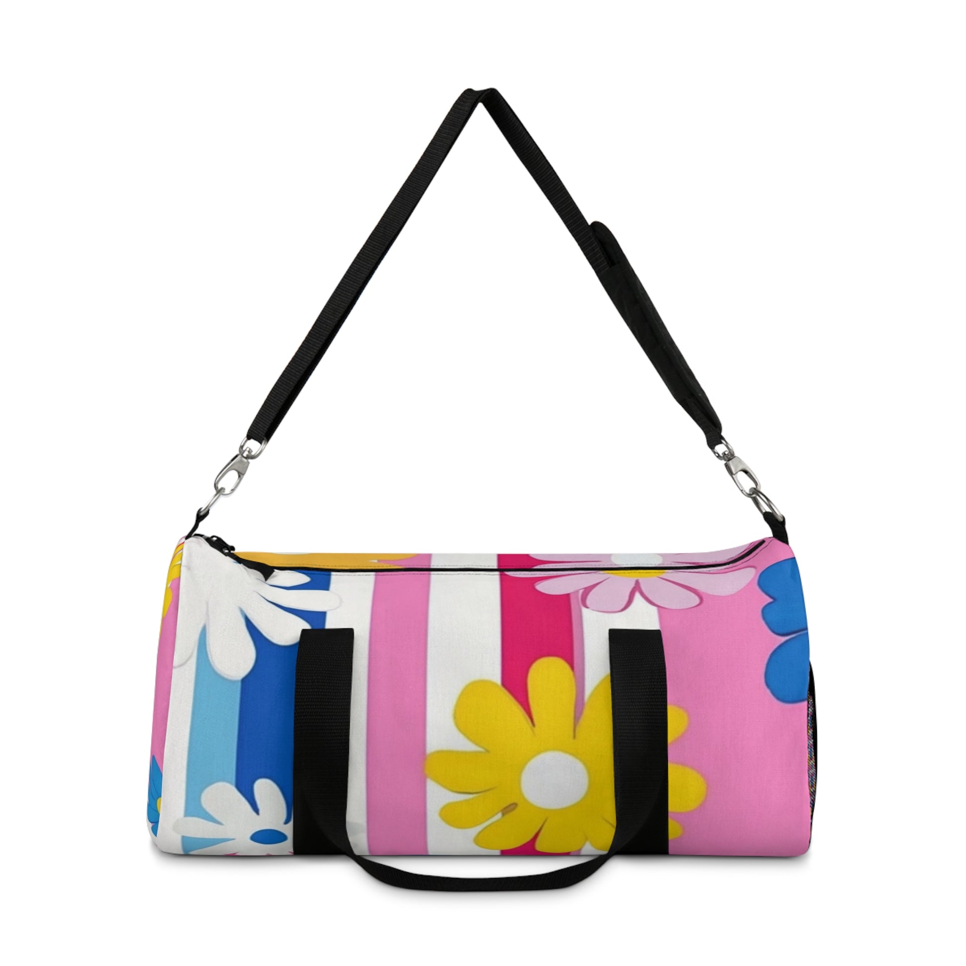 Flowers x Stripes Multi-Color Duffel Bag, Artsulli - Art is Long, Life is Short, Bags, , , , , , , 