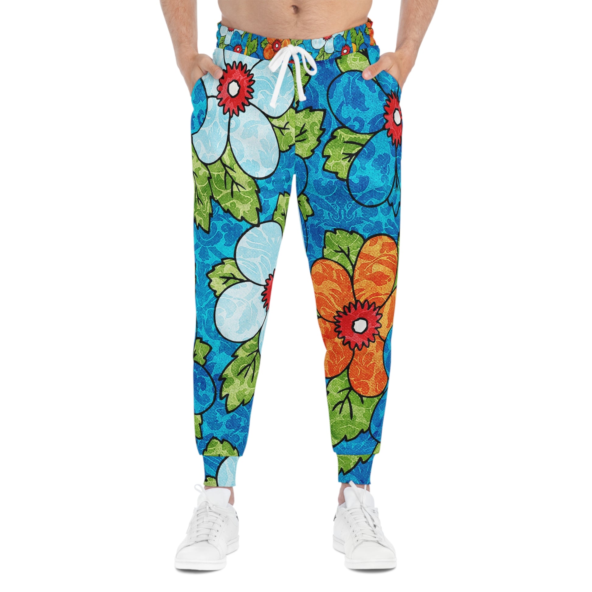 Blue Orange Groovy II Athletic Joggers (AOP), Artsulli - Art is Long, Life is Short, All Over Prints, , , , , , , 
