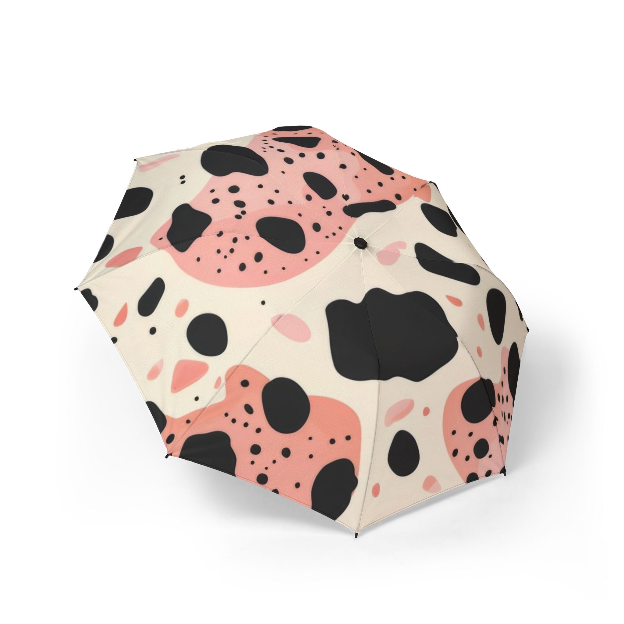 Organic Cow Print Cream and Pink Semi-Automatic Foldable Umbrella, Artsulli - Art is Long, Life is Short, Accessories, Size, One size, , , , , 85790429036812