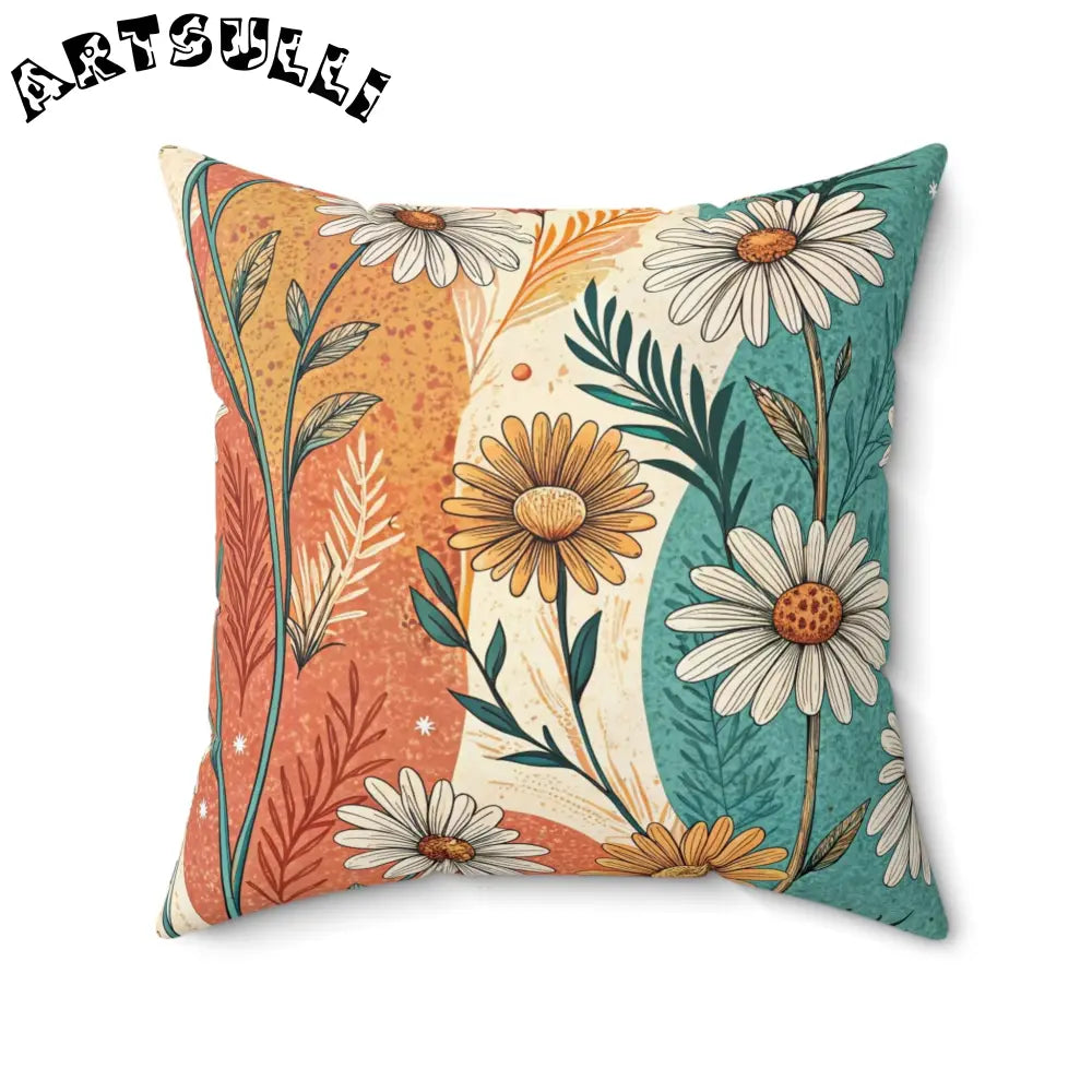 JAKKOUTTHEBXX Retro Daisy Dream Spun Polyester Square Pillow