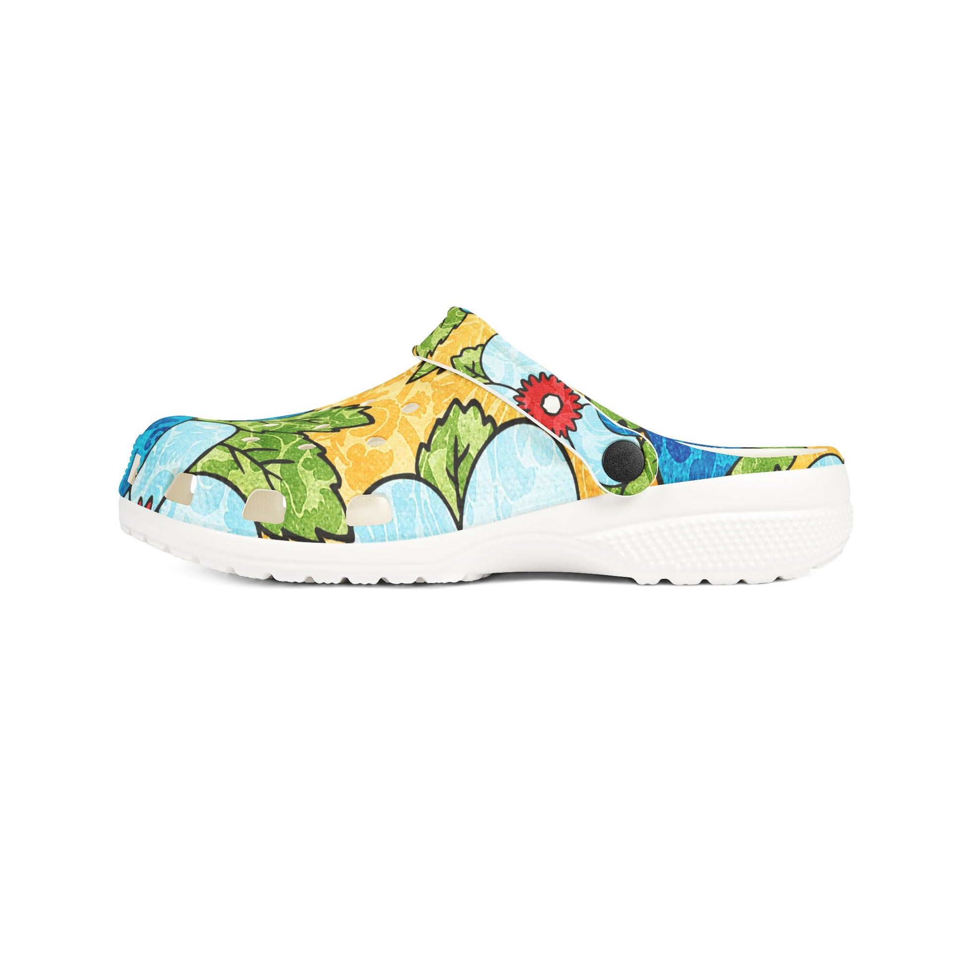Groovy Yellow Floral Kl EVA Foam Rubber Shoes (AOP), Artsulli - Art is Long, Life is Short, Shoes, , , , , , , 