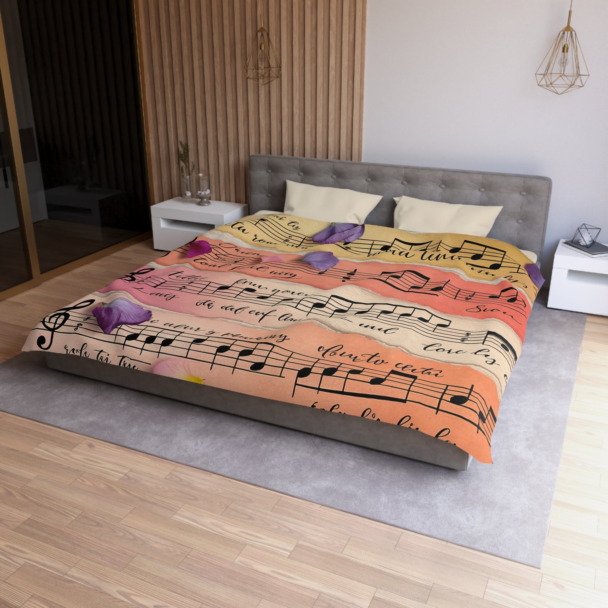 Torn Type Beat Sheet Music Multi-Color Microfiber Duvet Cover, Artsulli - Art is Long, Life is Short, Home Decor, , , , , , , 