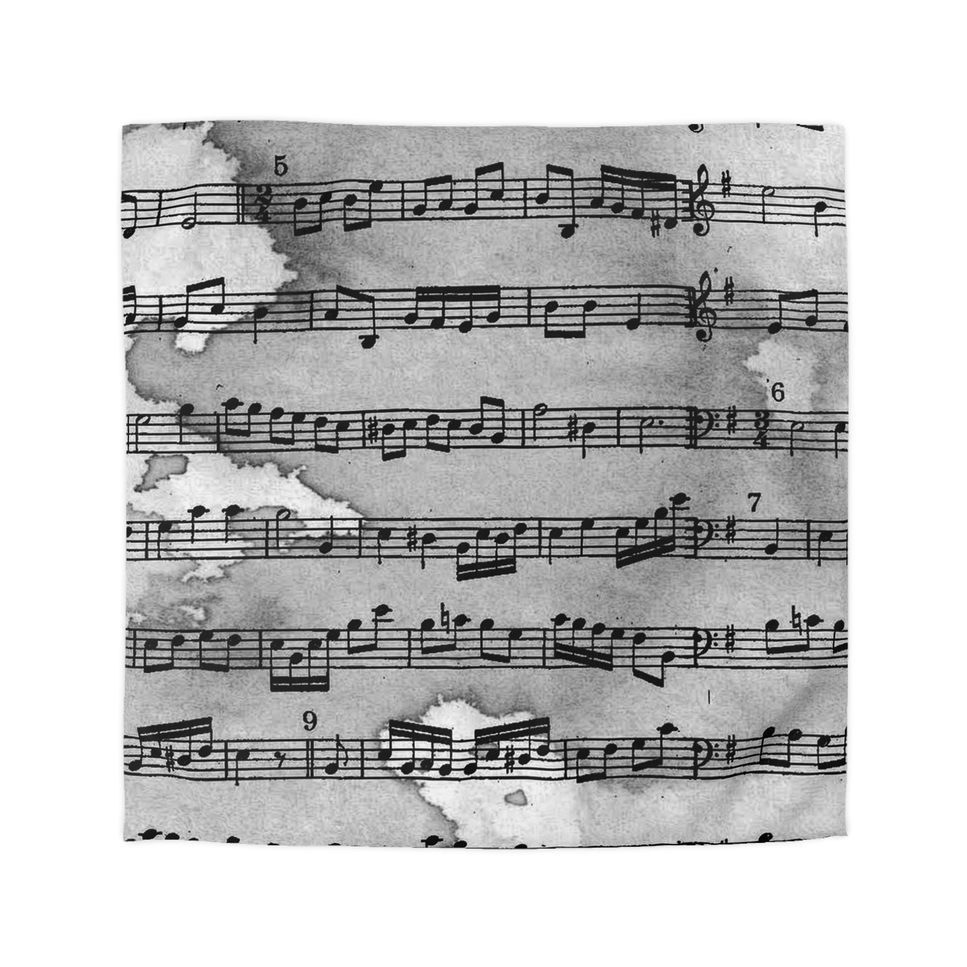 Drip Spill Type Beat Sheet Music Black Microfiber Duvet Cover, Artsulli - Art is Long, Life is Short, Home Decor, Size, Queen, Color, Cream, , , 79804761702883136164
