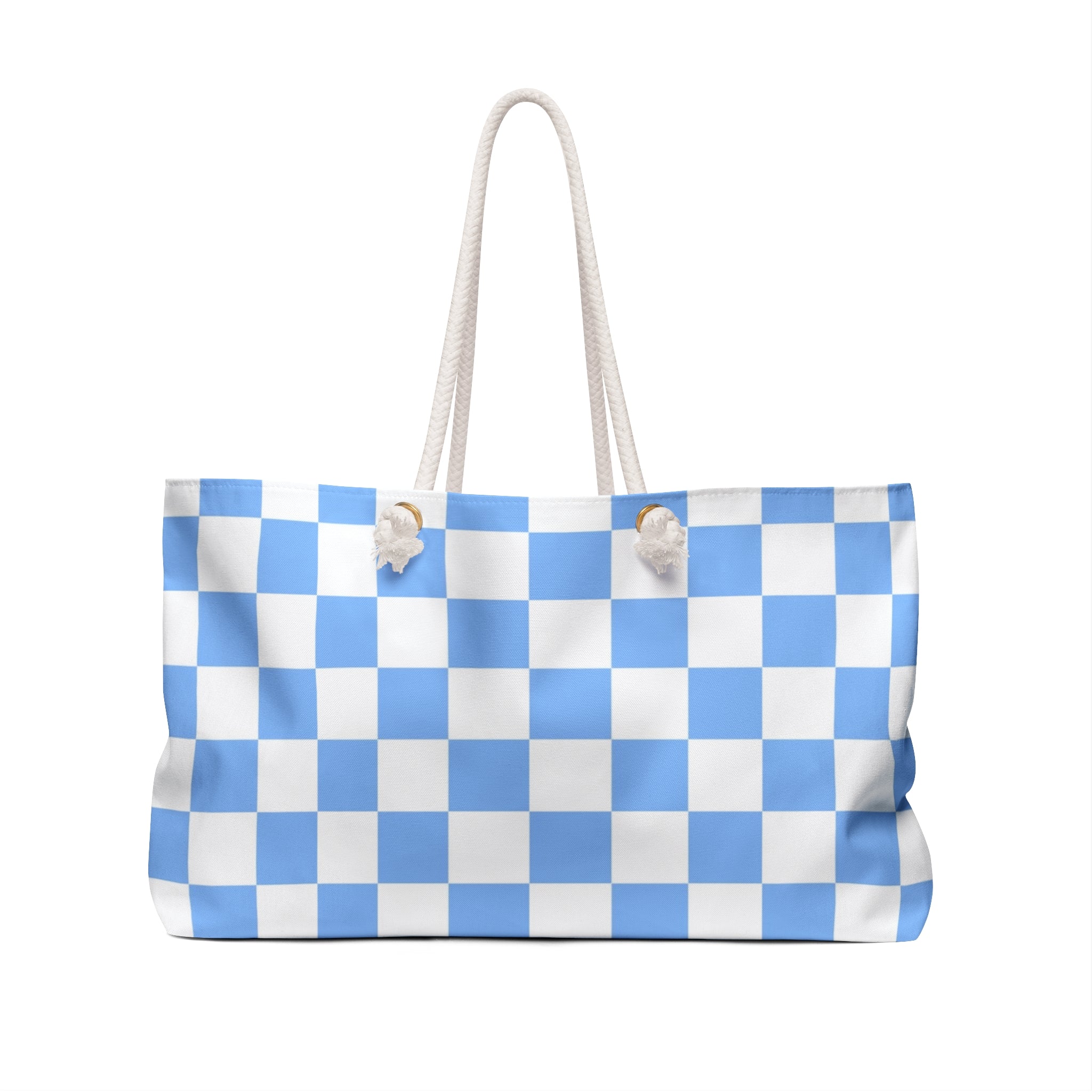 Checkerboard White and Light Blue Weekender Bag, Artsulli - Art is Long, Life is Short, Bags, , , , , , , 