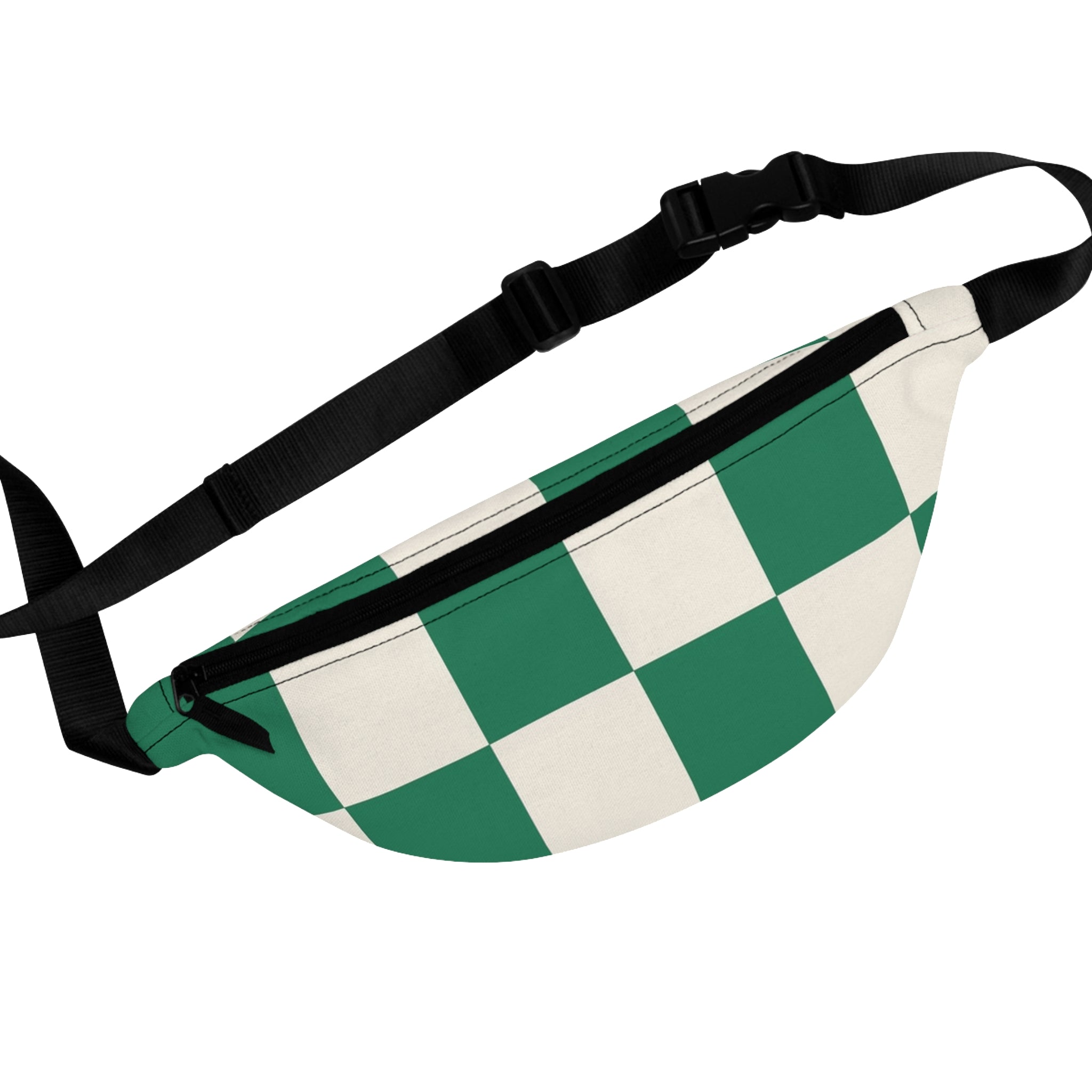 Checkerboard Dark Green Fanny Pack, Artsulli - Art is Long, Life is Short, Bags, Size, One size, , , , , 33573459051131722109
