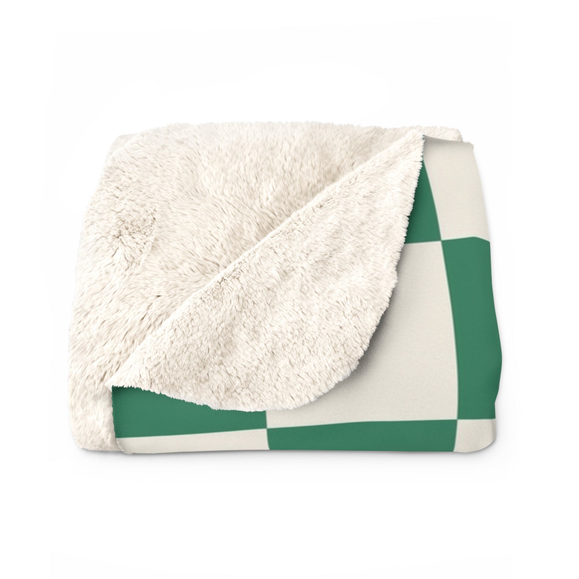 Checkerboard II Dark Green Sherpa Fleece Blanket, Artsulli - Art is Long, Life is Short, Home Decor, , , , , , , 