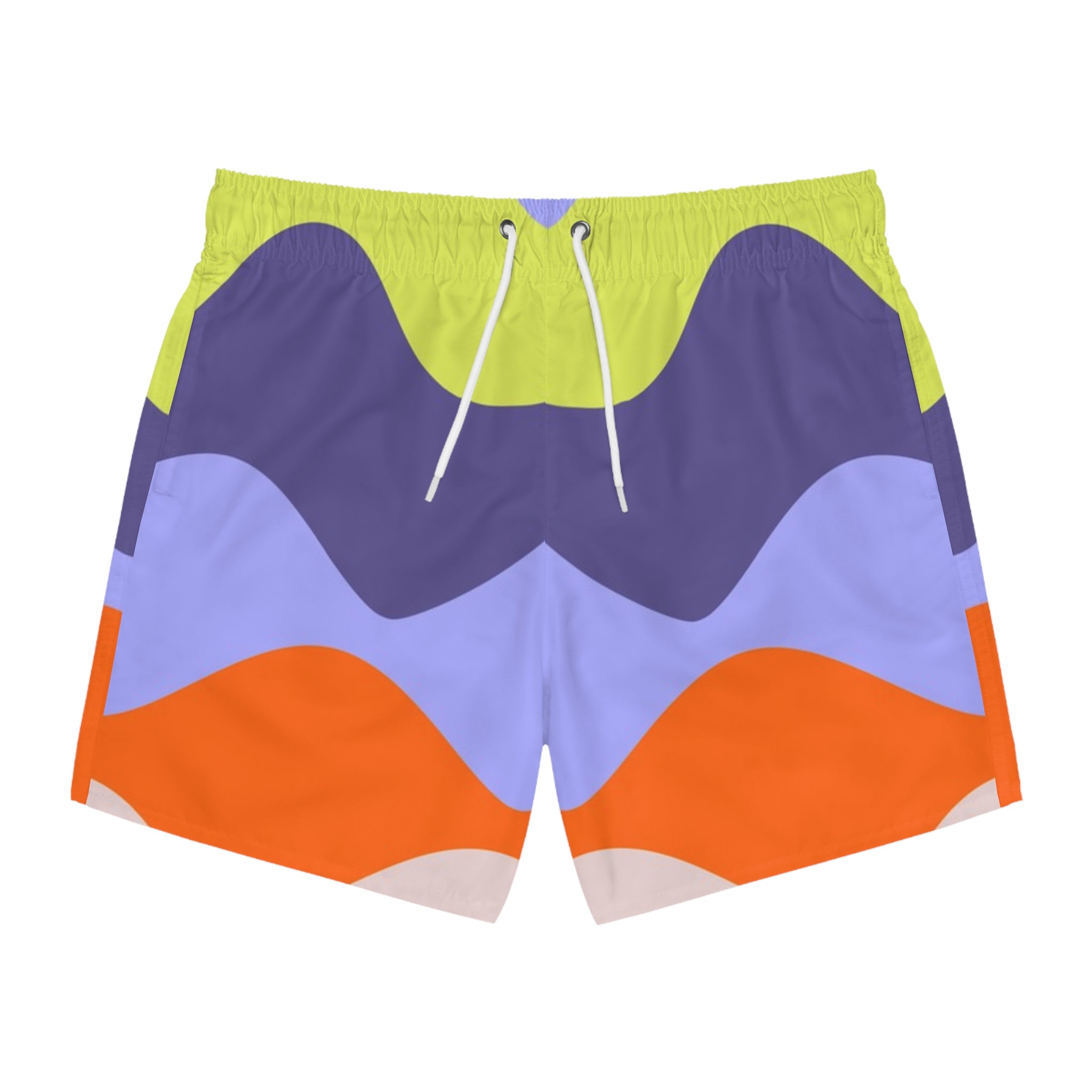 Waves Yellow and Blue Swim Trunks (AOP), Artsulli - Art is Long, Life is Short, All Over Prints, Size, XS, Color, Seam thread color automatically matched to design, , , 15383044967346268248