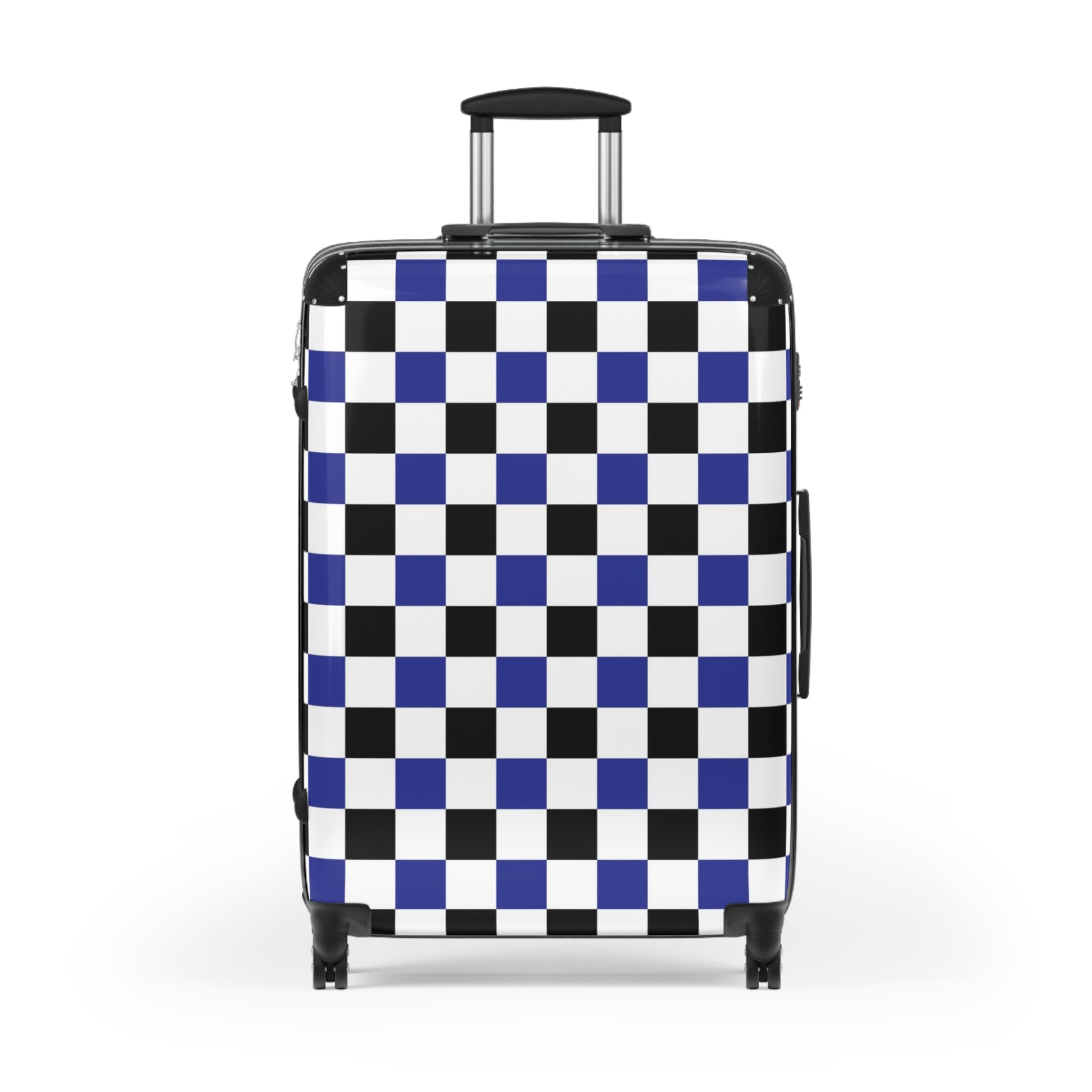 Checkerboard Blue White and Black Suitcase, Artsulli - Art is Long, Life is Short, Bags, , , , , , , 