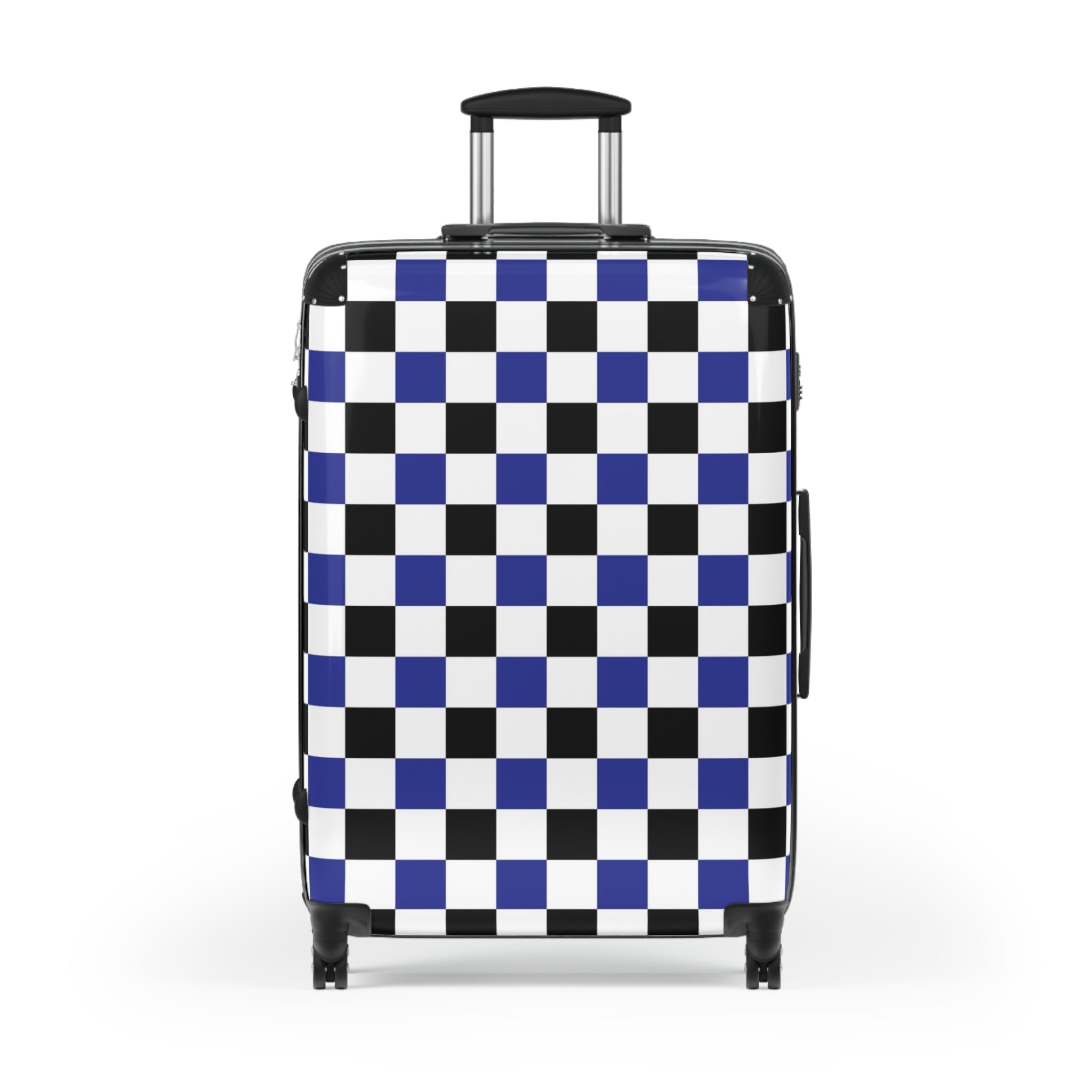 Checkerboard Blue White and Black Suitcase, Artsulli - Art is Long, Life is Short, Bags, , , , , , , 