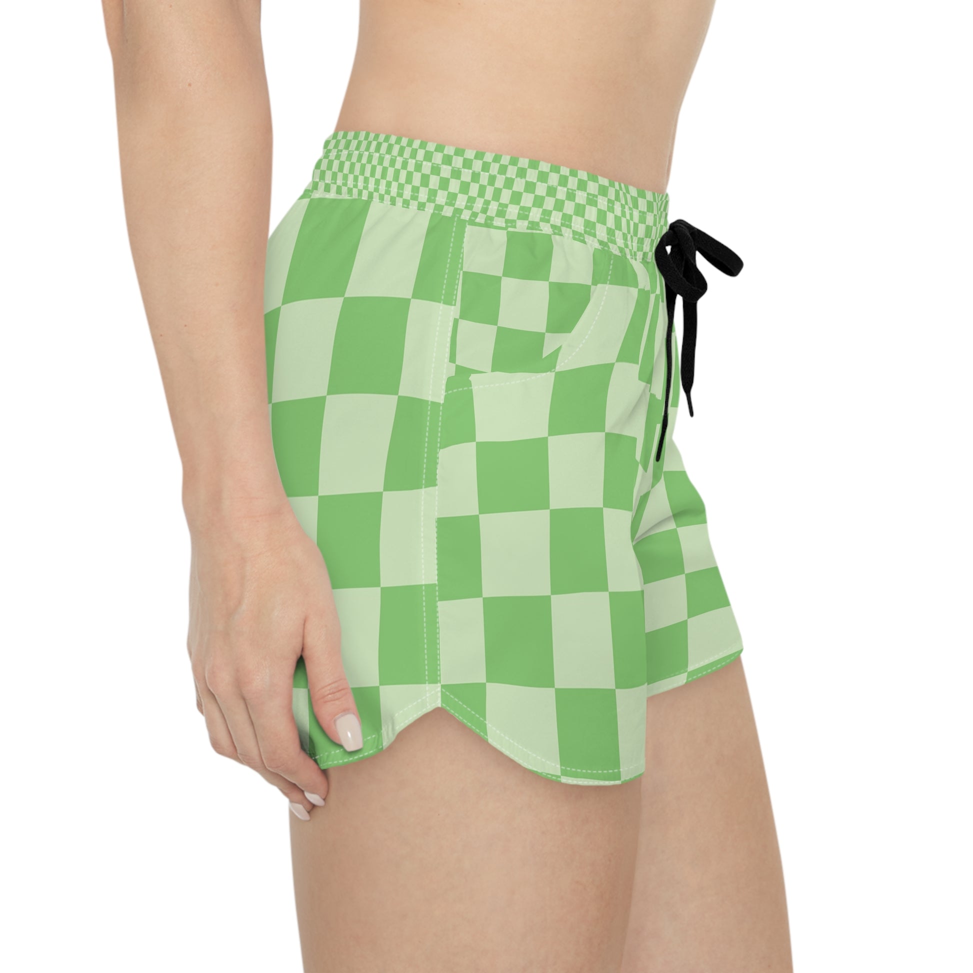 Big Checkerboard Lime Green Women's Casual Shorts (AOP), Artsulli - Art is Long, Life is Short, All Over Prints, , , , , , , 