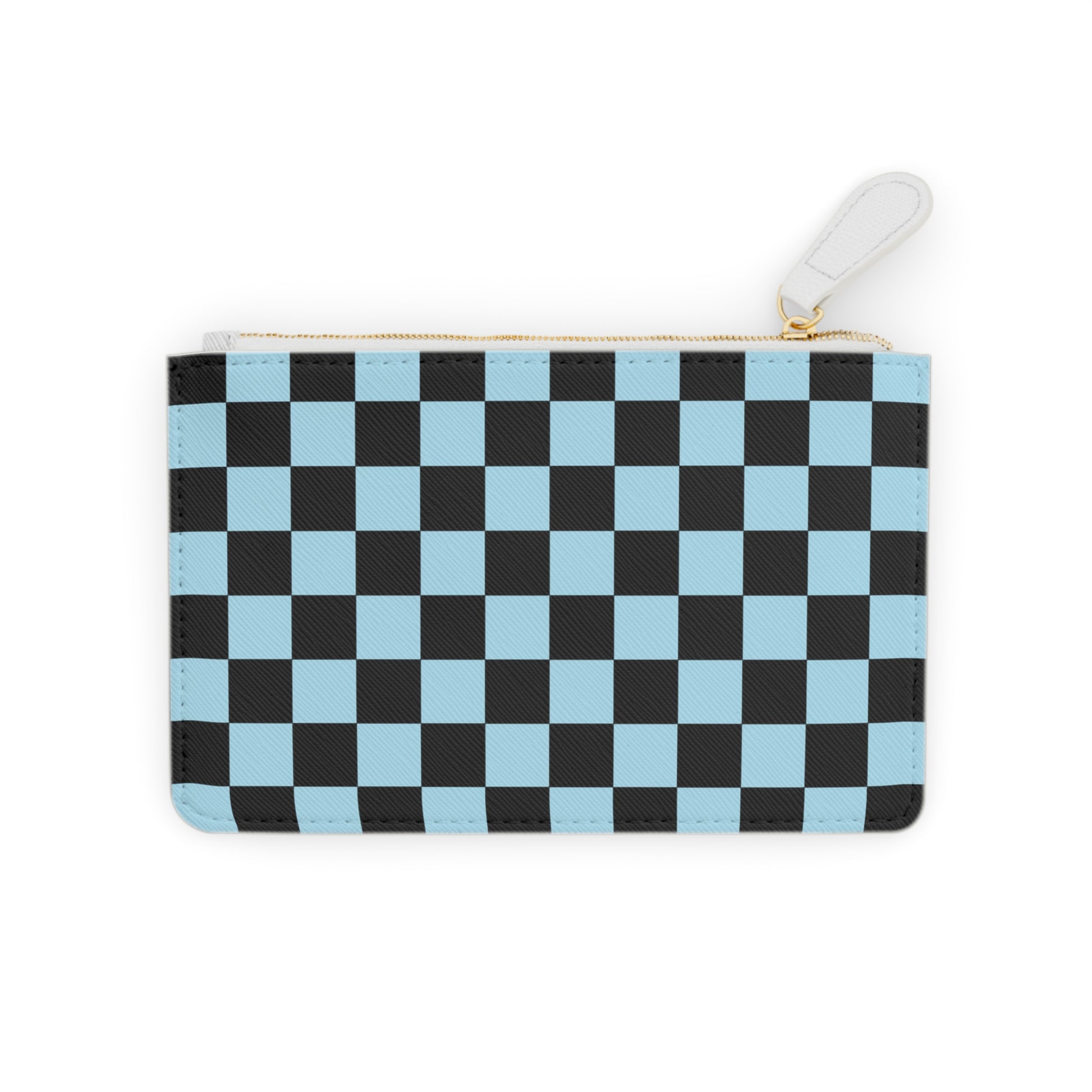 Checkerboard Black and Blue Mini Clutch Bag, Artsulli - Art is Long, Life is Short, Bags, Size, 6.3” x 4”, Color, White, , , 62811344839895568559