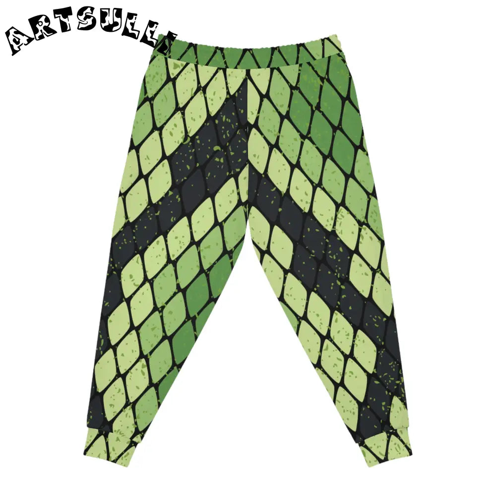 JAKKOUTTHEBXX Snake Skin Green and Black Athletic Joggers (AOP)