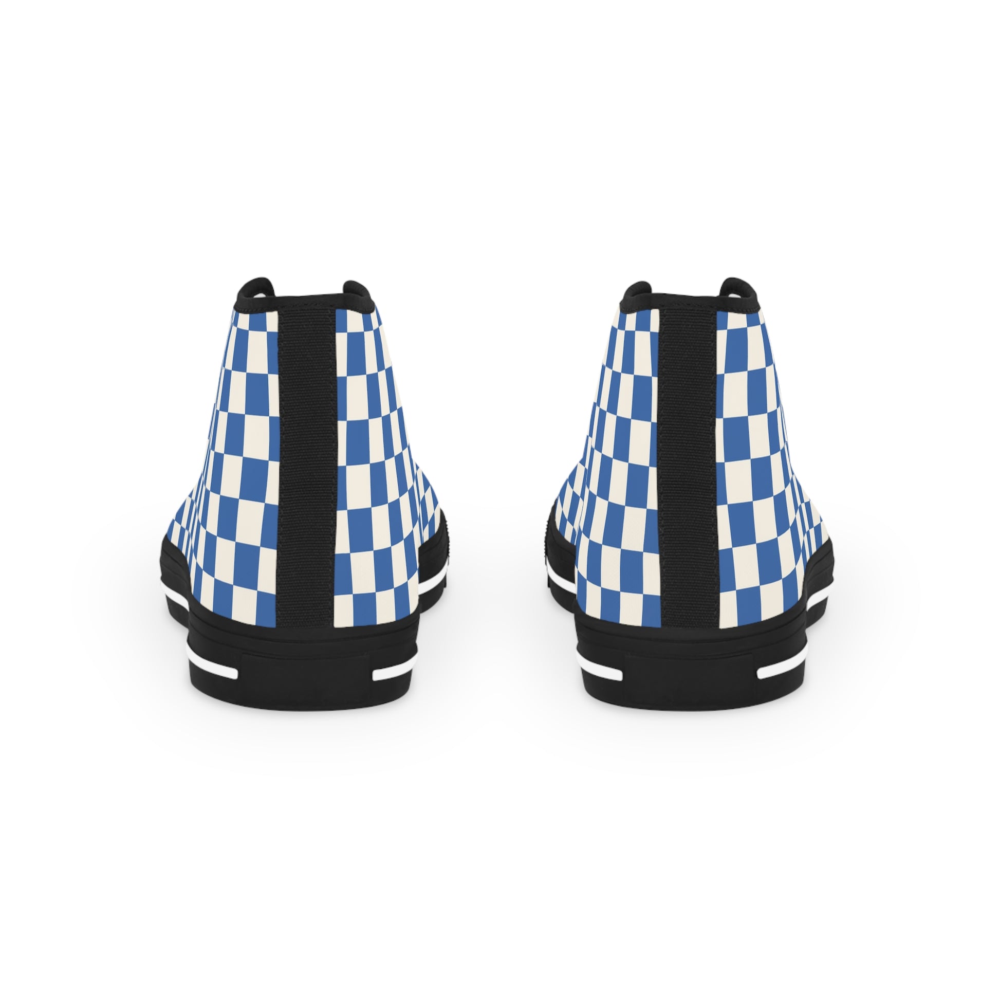 Checkerboard Blue Men's High Top Sneakers, Artsulli - Art is Long, Life is Short, Shoes, , , , , , , 