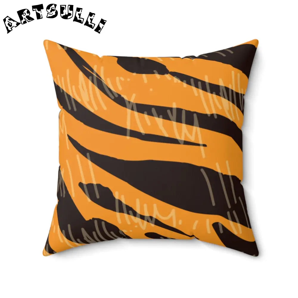 JAKKOUTTHEBXX Tiger Scratches Orange & Black Faux Suede Square