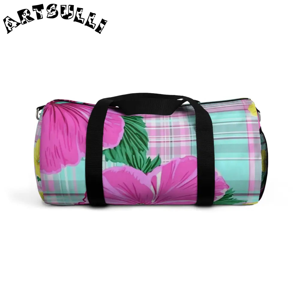 JAKKOUTTHEBXX Tropical Floral Plaid Duffel Bag JAKKOUTTHEBXX