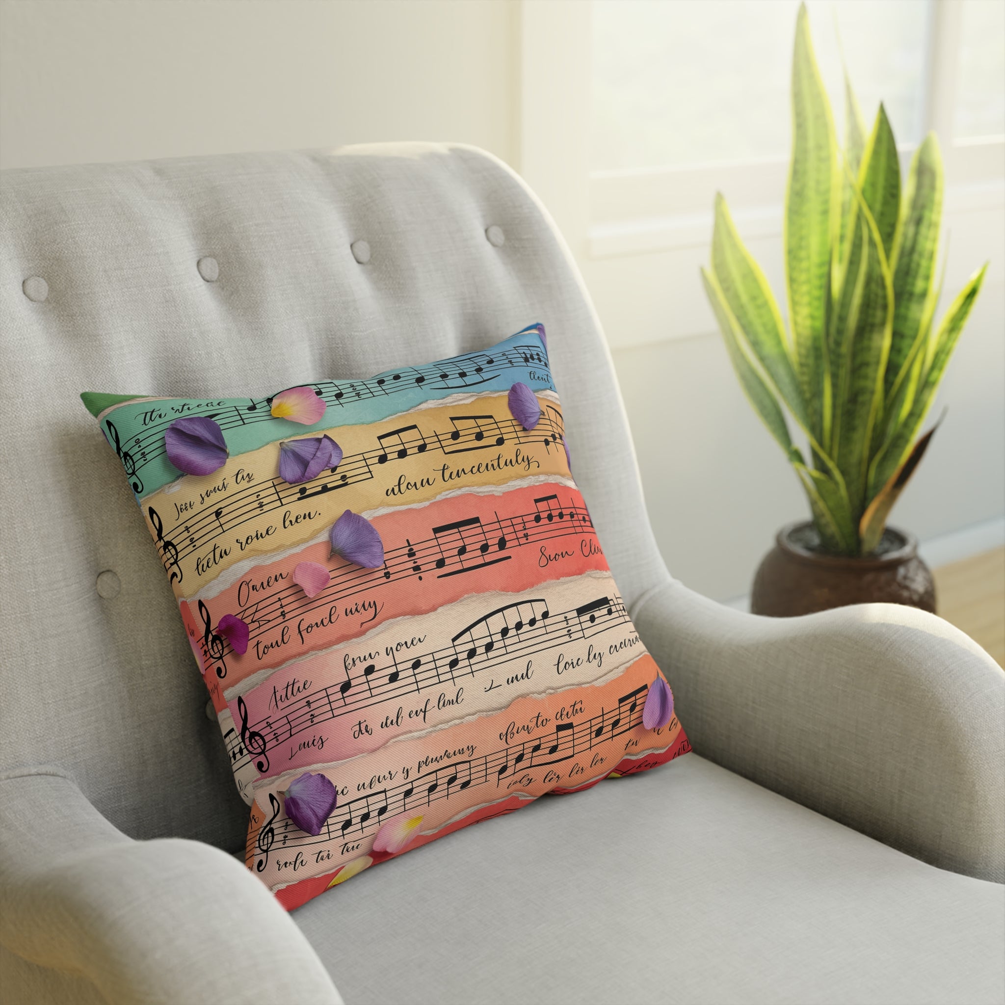 Torn Type Beat Sheet Music Multi-Color Cushion, Artsulli - Art is Long, Life is Short, Home Decor, , , , , , , 