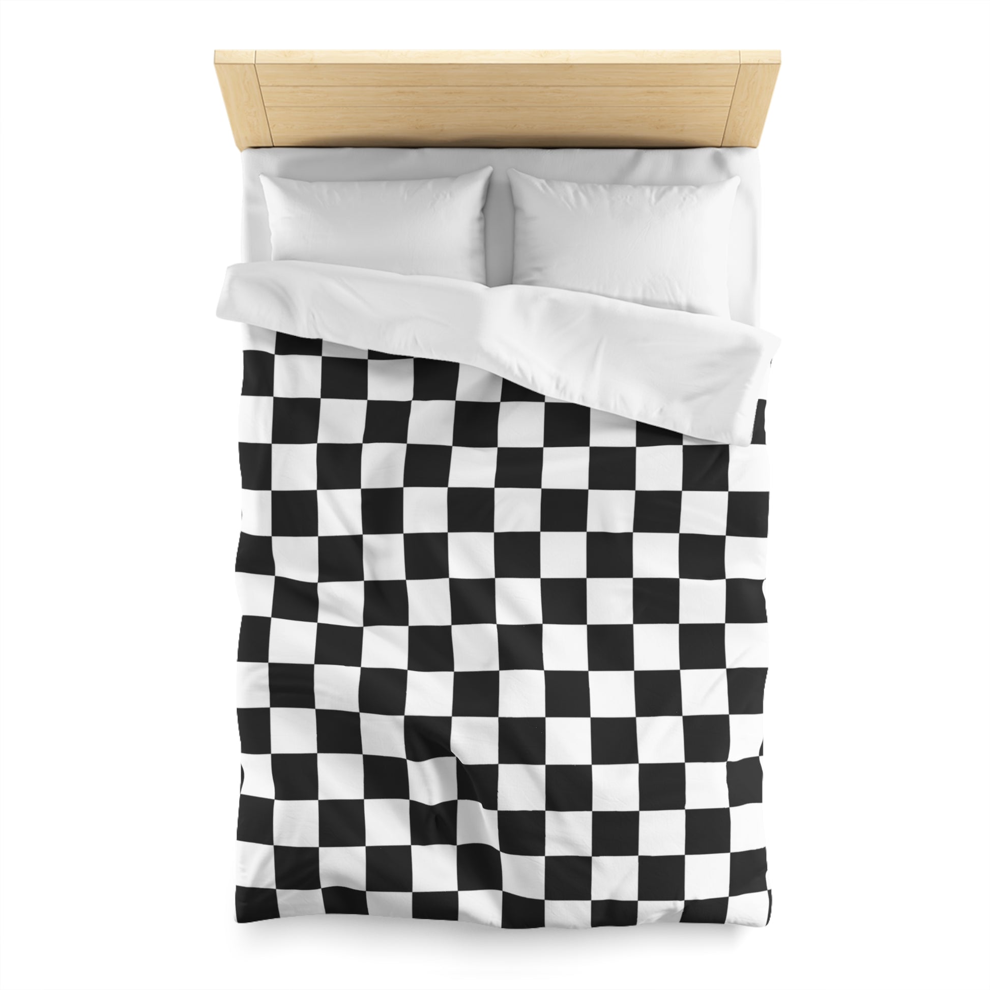 Checkerboard White and Black Microfiber Duvet Cover, Artsulli - Art is Long, Life is Short, Home Decor, , , , , , , 