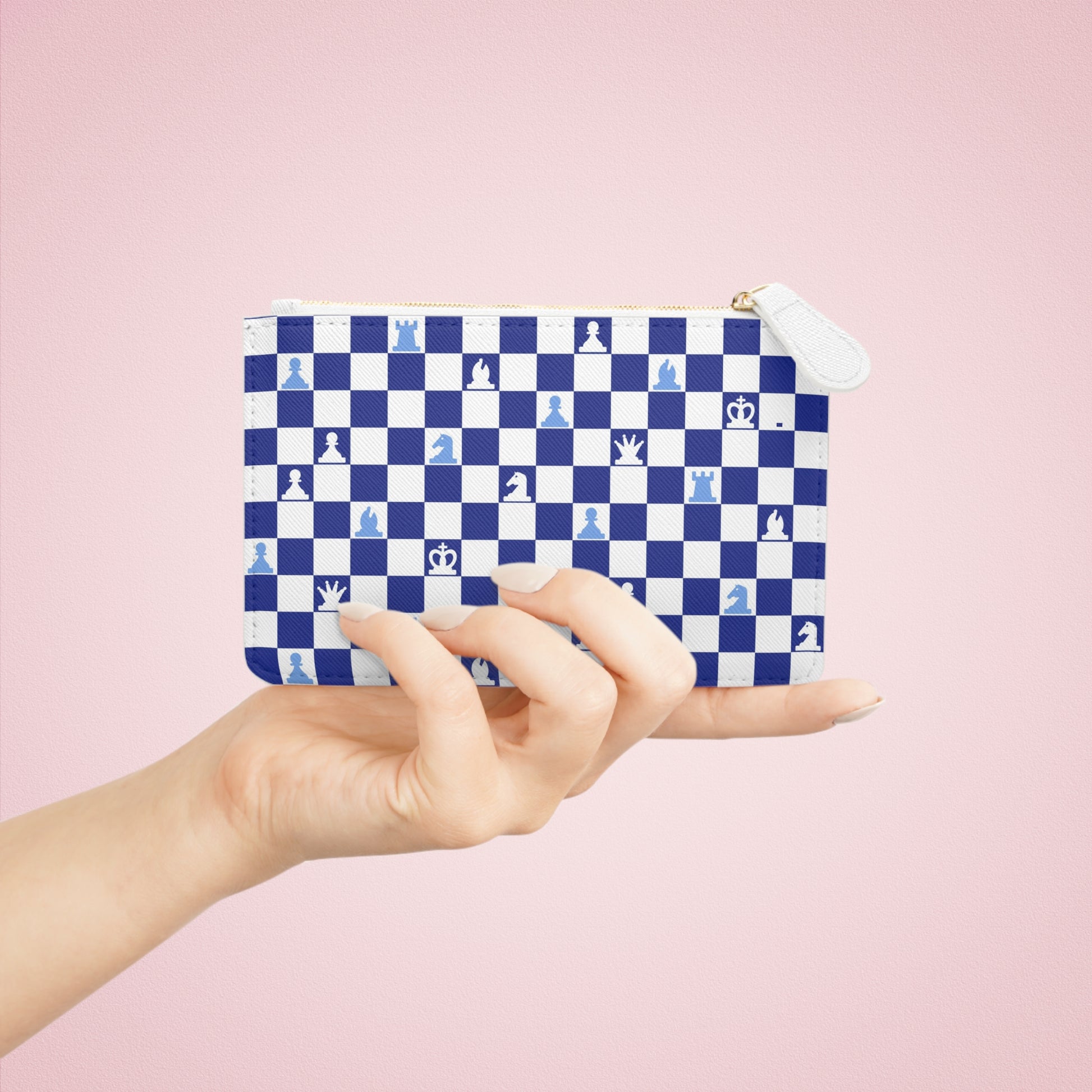 Chessboard Navy Blue Mini Clutch Bag, Artsulli - Art is Long, Life is Short, Bags, , , , , , , 
