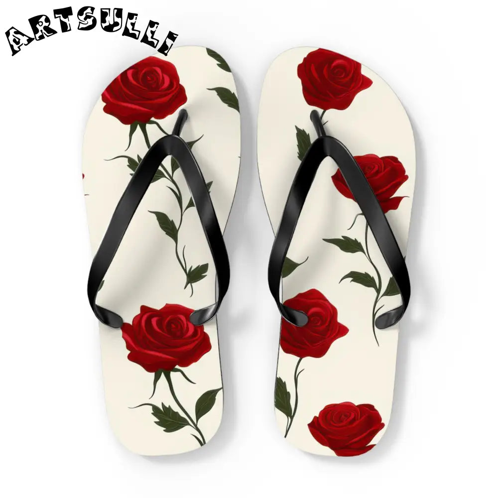 JAKKOUTTHEBXX Red Roses Flip Flops JAKKOUTTHEBXX Artsulli - Art