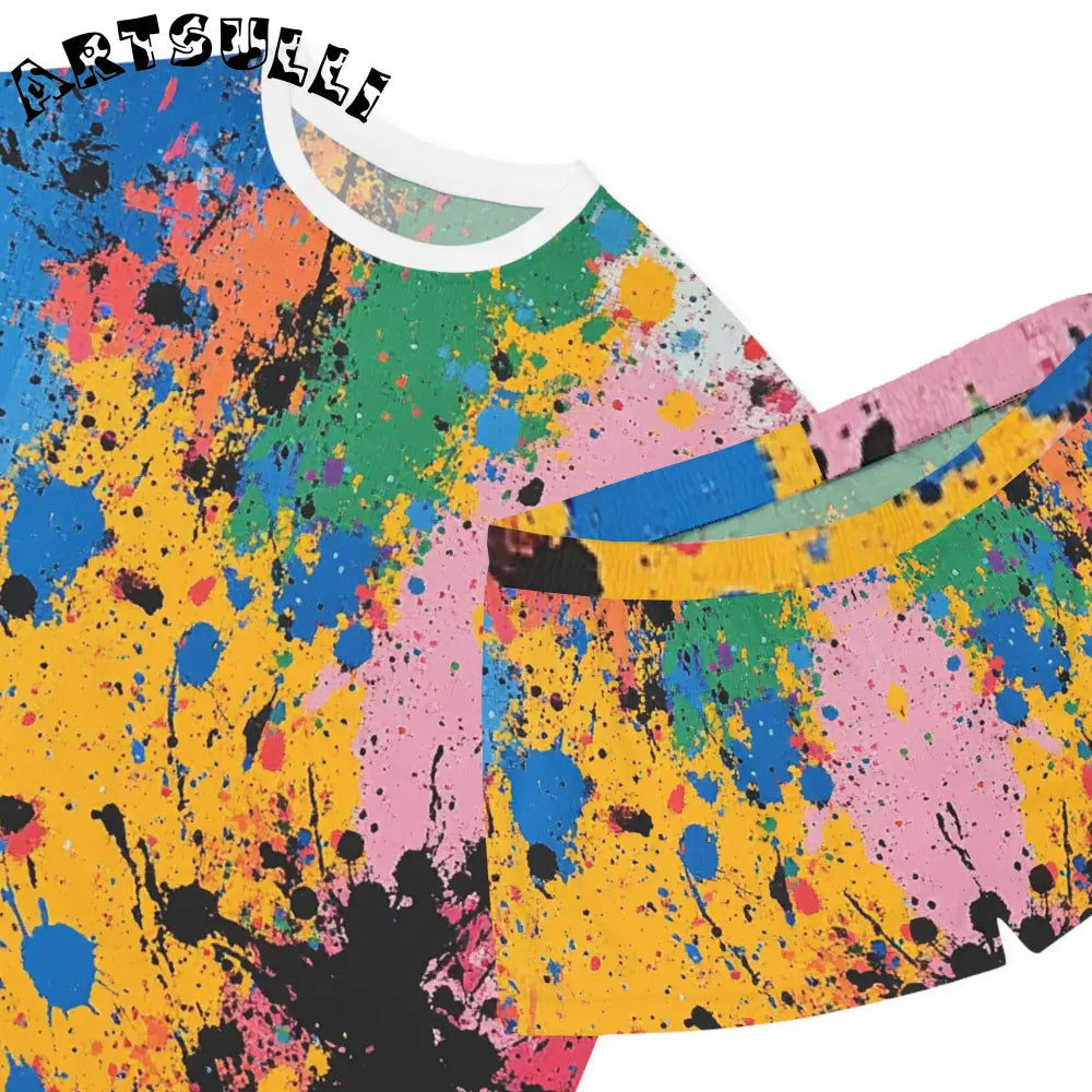 JAKKOUTTHEBXX The Colors Of Paint Splatter Women’s Short Pajama Set